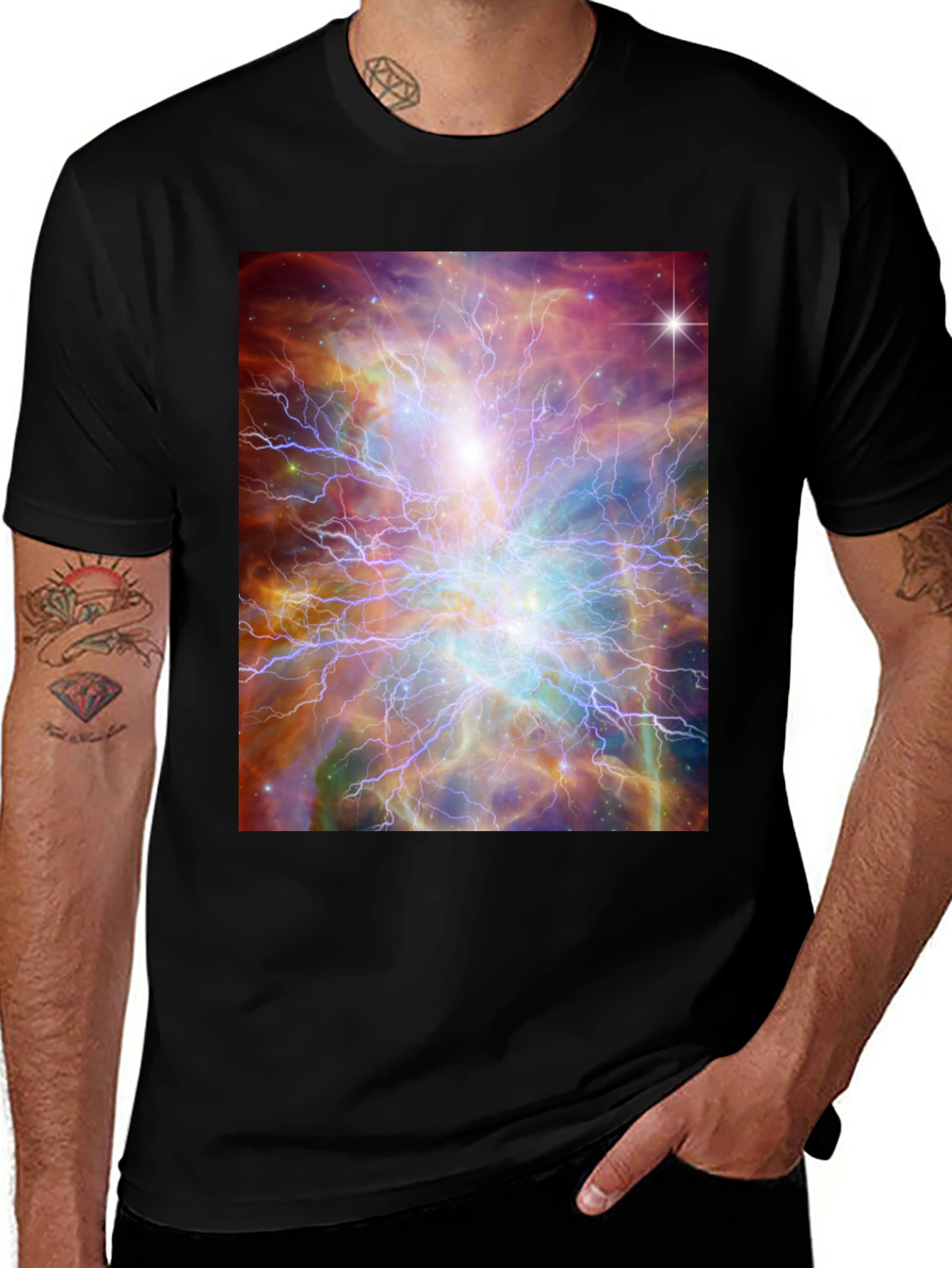 Variant 15 of Nebula Graphic T-Shirt - Black Crew Neck Tee