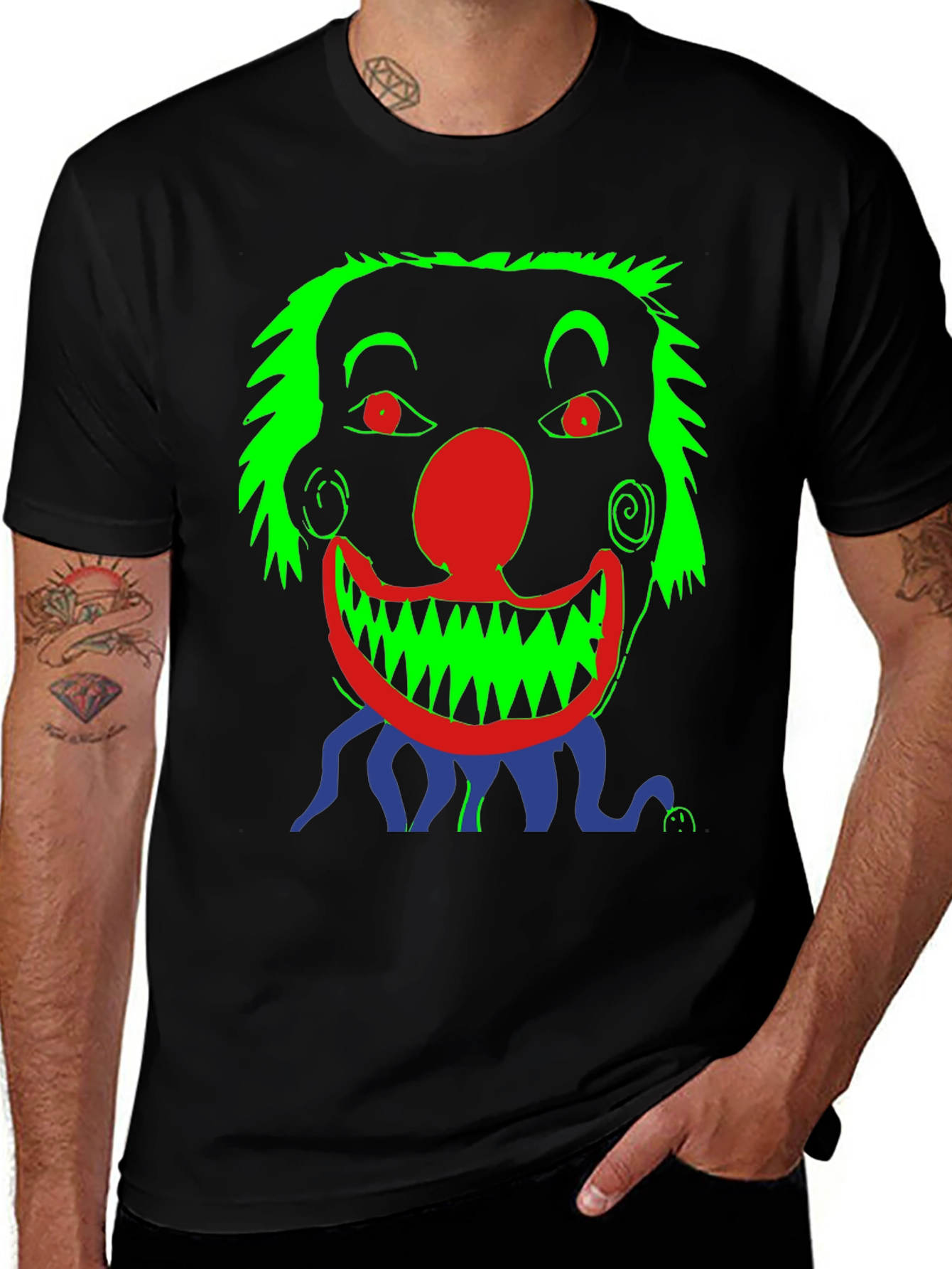 Variant 22 of Creepy Clown Graphic Tee - Men's Black T-Shirt