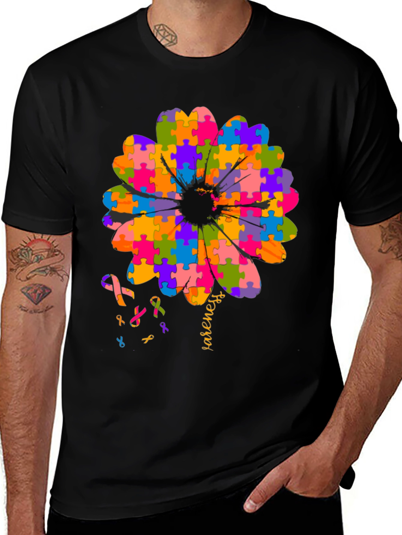 Variant 12 of Autism Awareness Puzzle Flower T-Shirt