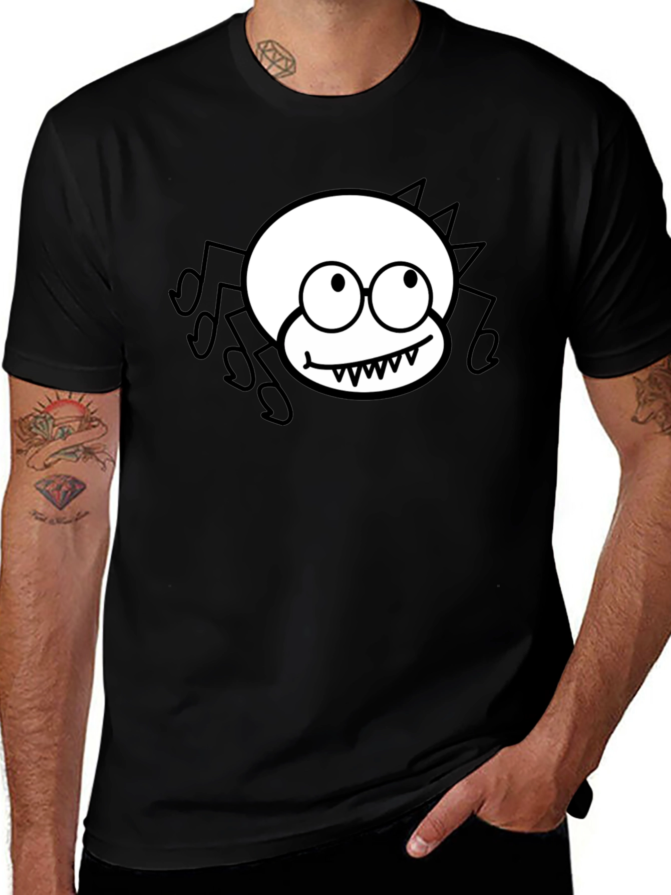 Variant 24 of Funny Spider Graphic Tee - Soft Black Cotton T-Shirt