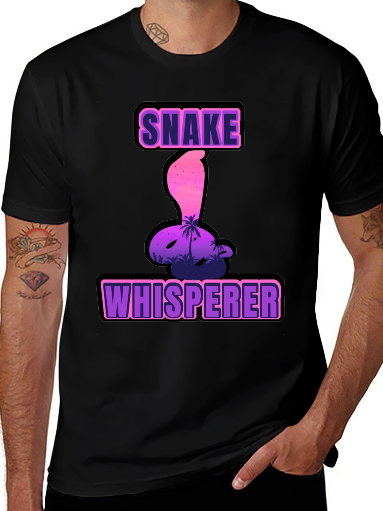 Variant 29 of Snake Whisperer Graphic Tee - Men's Black T-Shirt