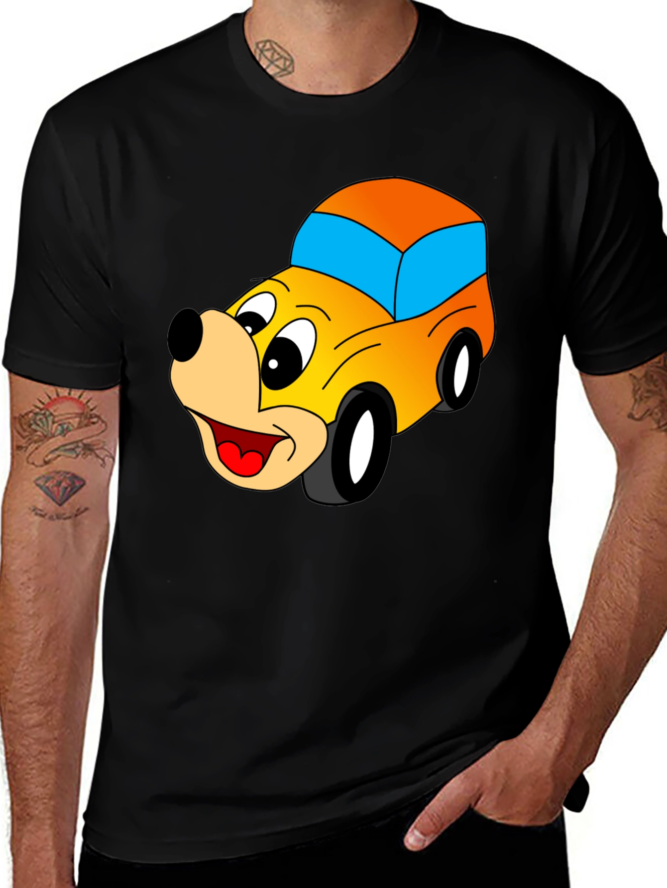 Variant 11 of Cartoon Car Graphic Black T-Shirt