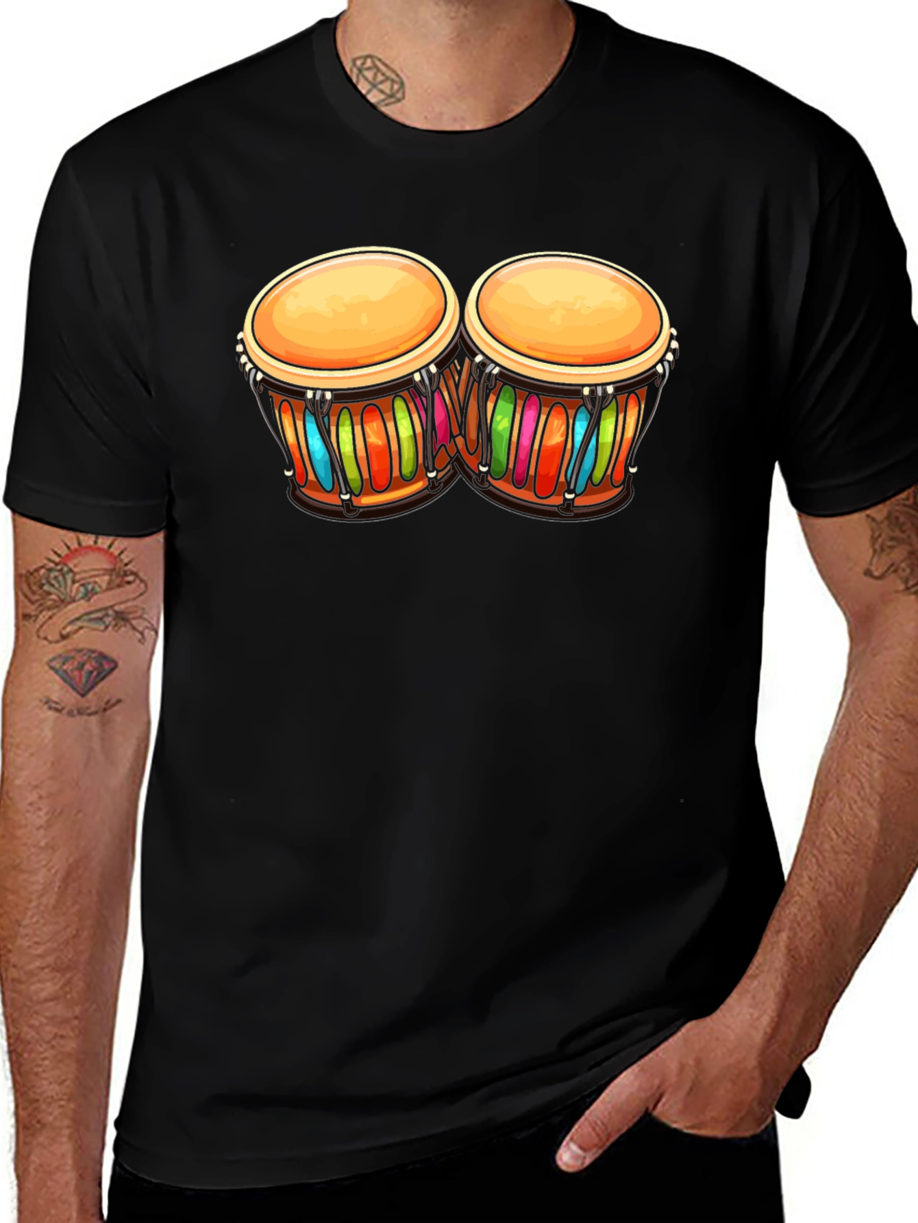 Variant 5 of Colorful Bongo Drum Graphic Tee