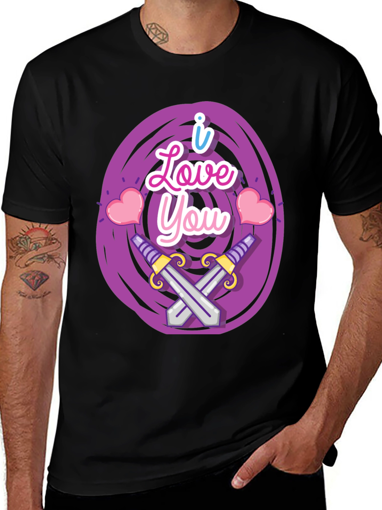 Variant 14 of I Love You Swords Heart Graphic T-Shirt