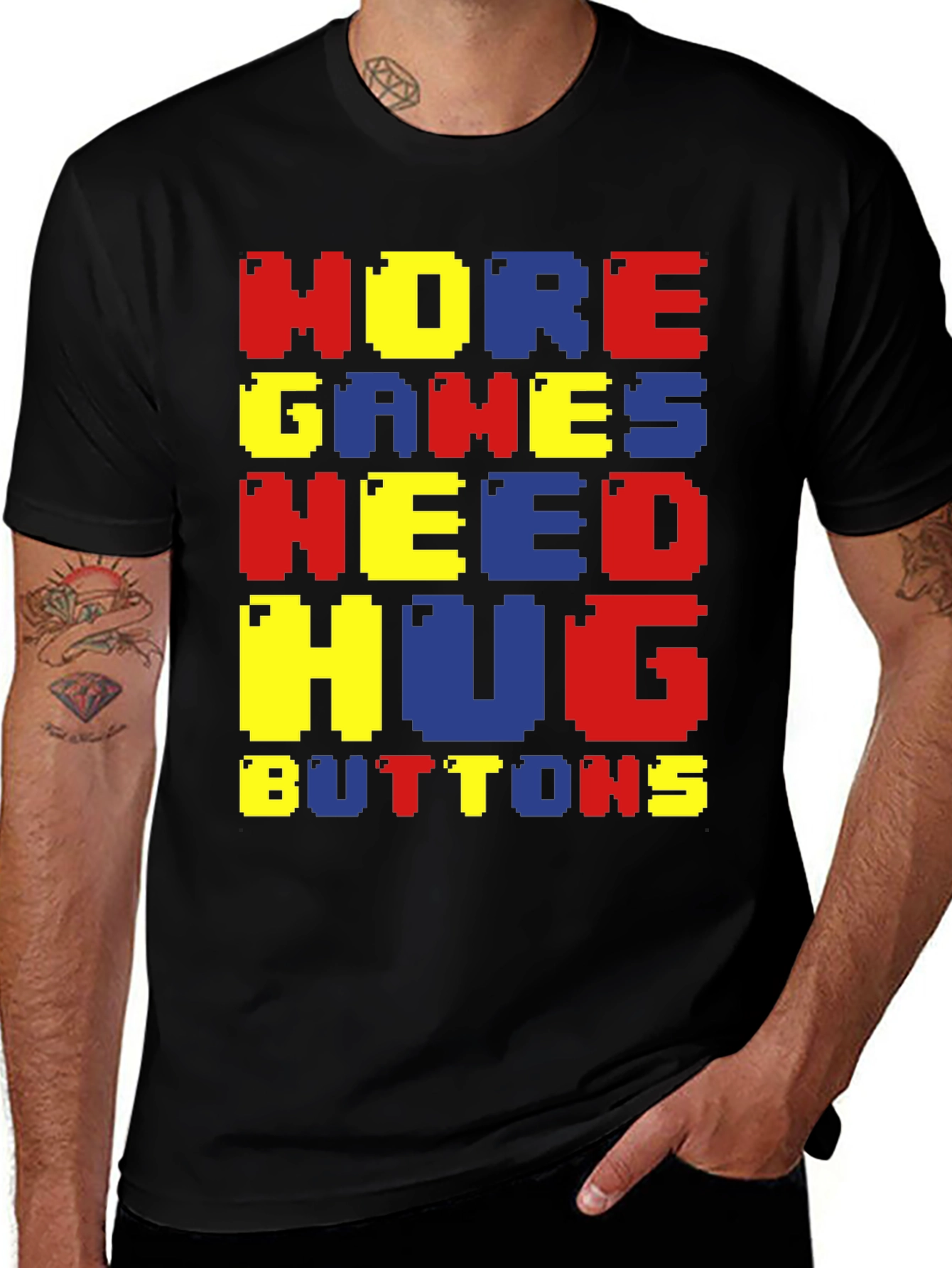 Variant 10 of Pixel More Games Hug Buttons T-Shirt