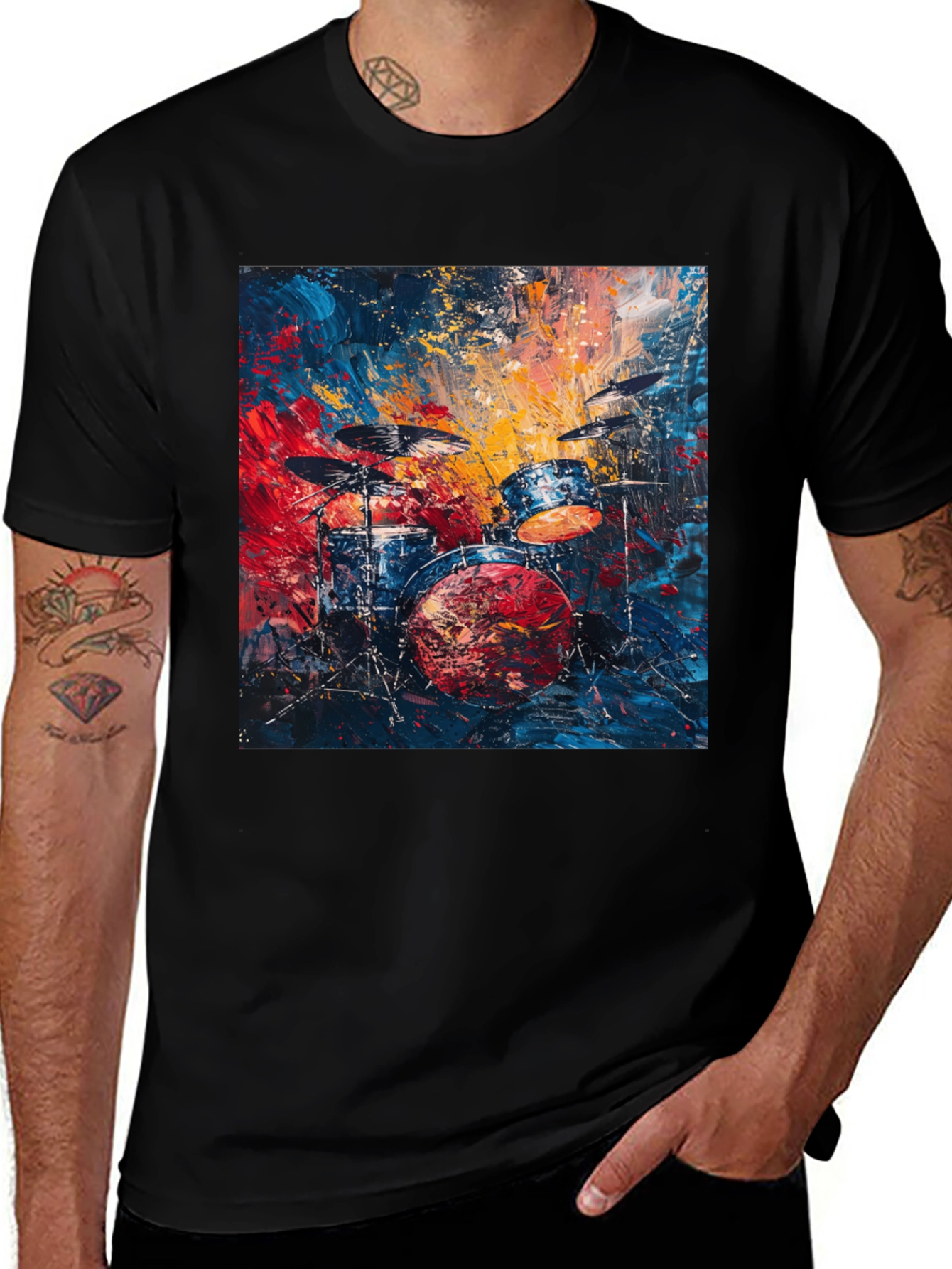 Variant 9 of Abstract Drum Set Graphic Tee - Music Lover T-Shirt