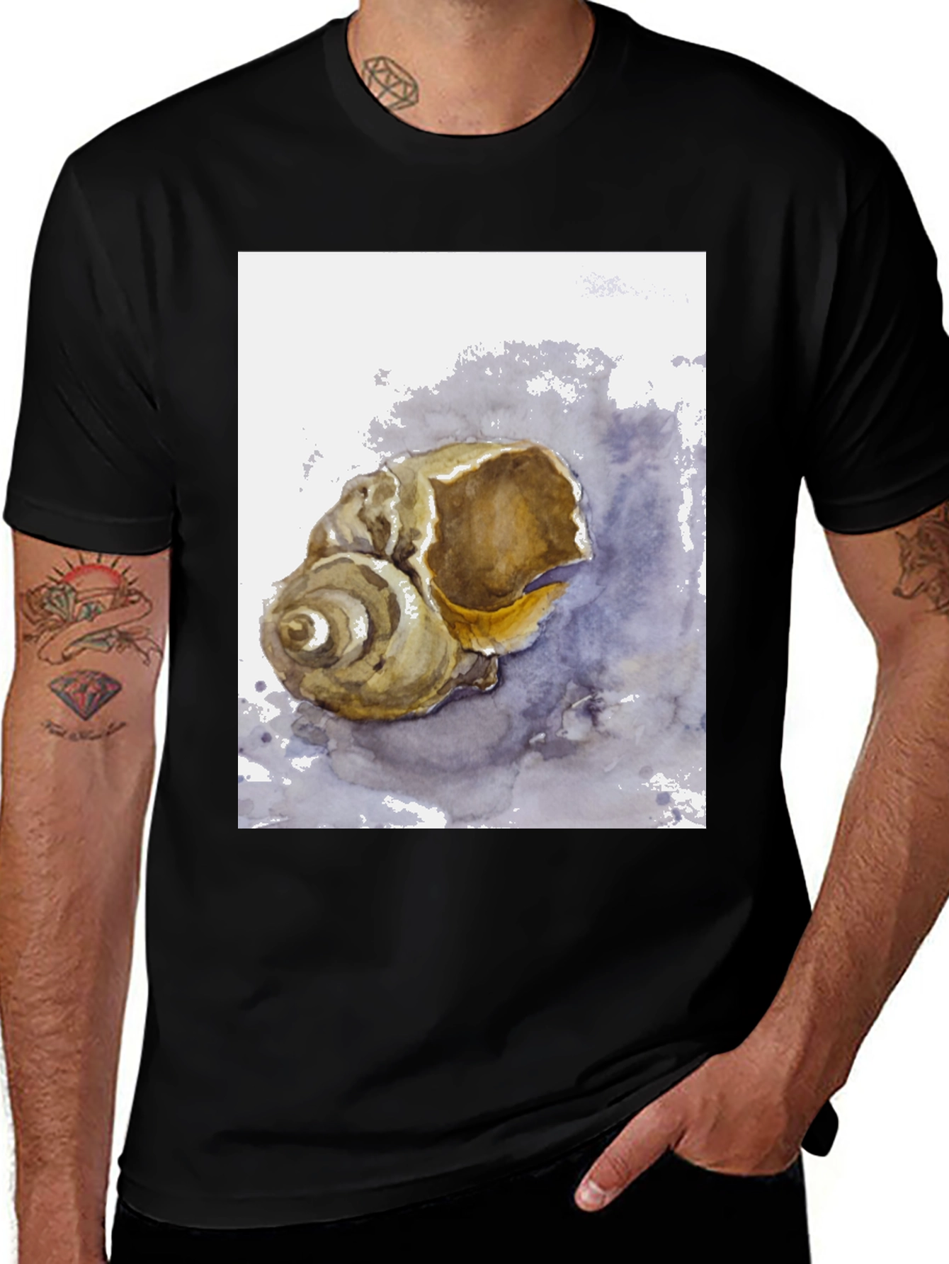 Variant 26 of Shell Art Black T-Shirt