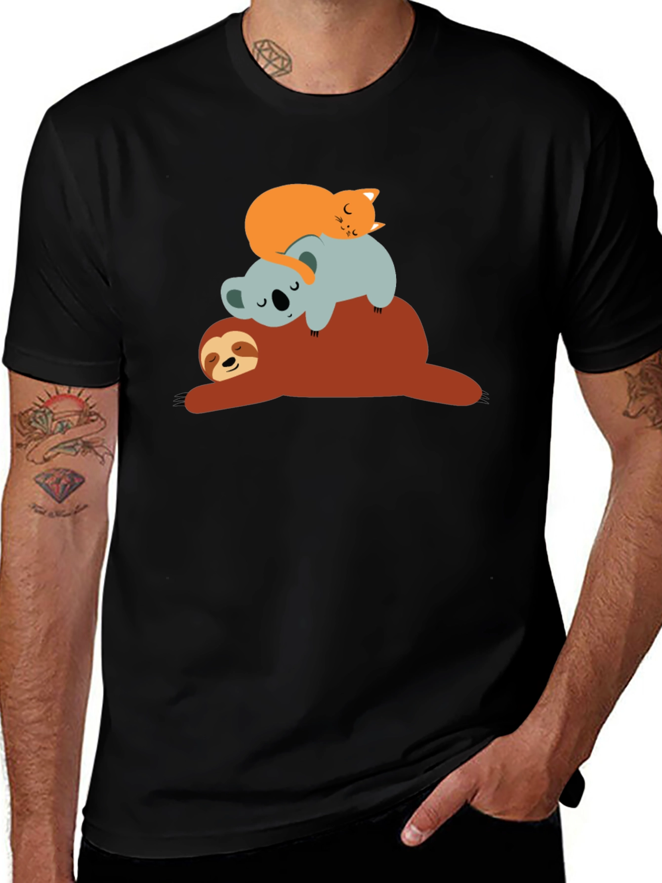 Variant 12 of Cute Animal Stack T-Shirt: Sloth, Koala, Cat