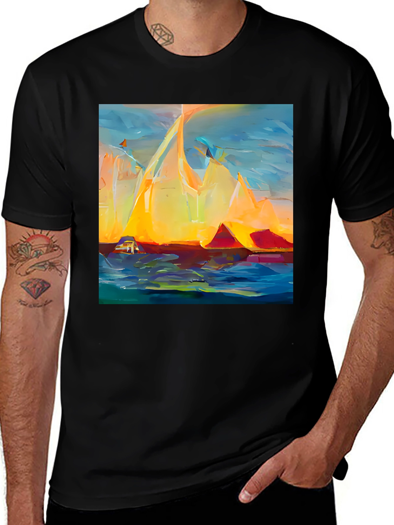 Variant 22 of Abstract Mountain Sunset T-Shirt