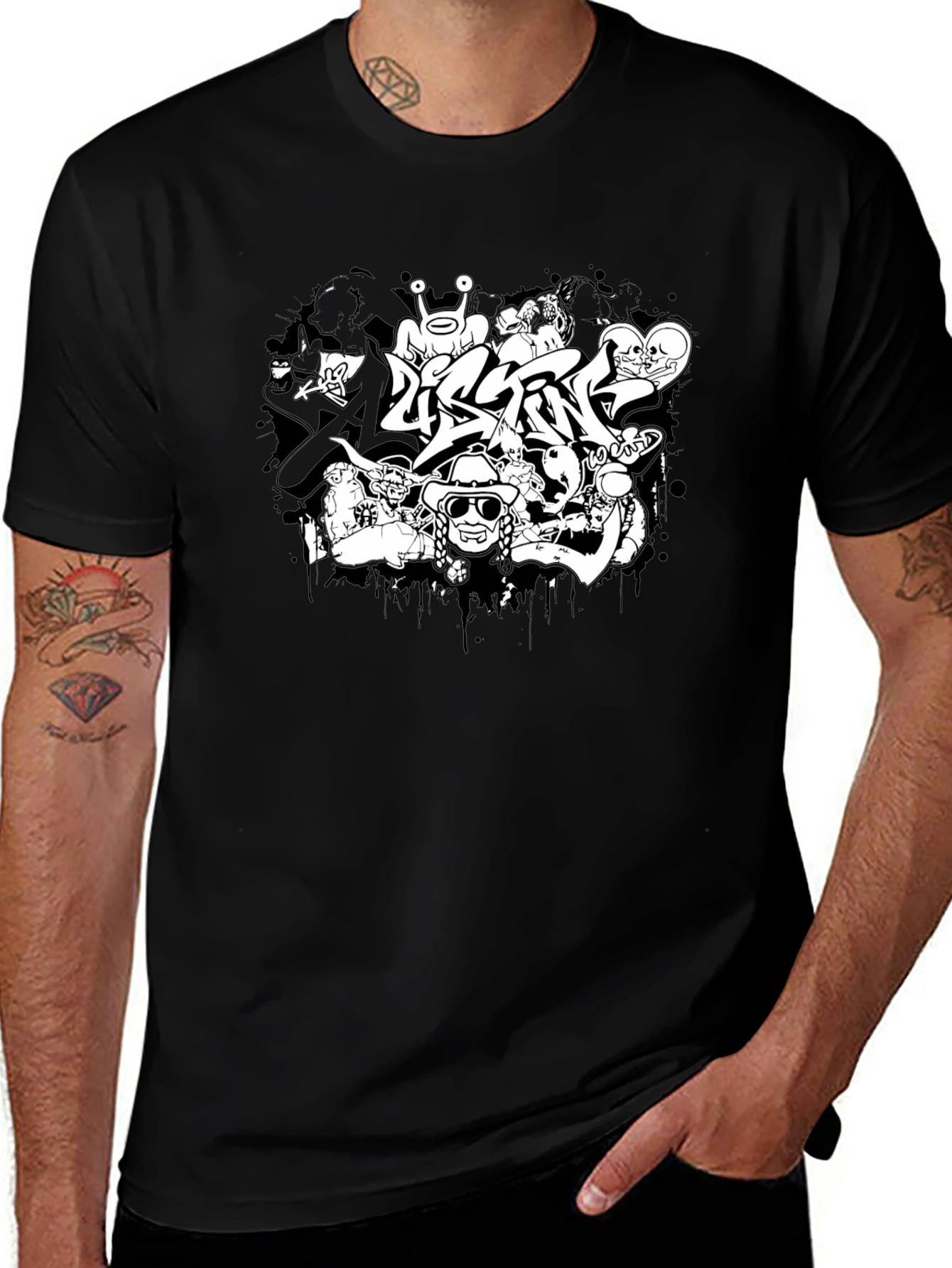 Variant 22 of Cool Graphic Print T-Shirt - Black Cotton Tee