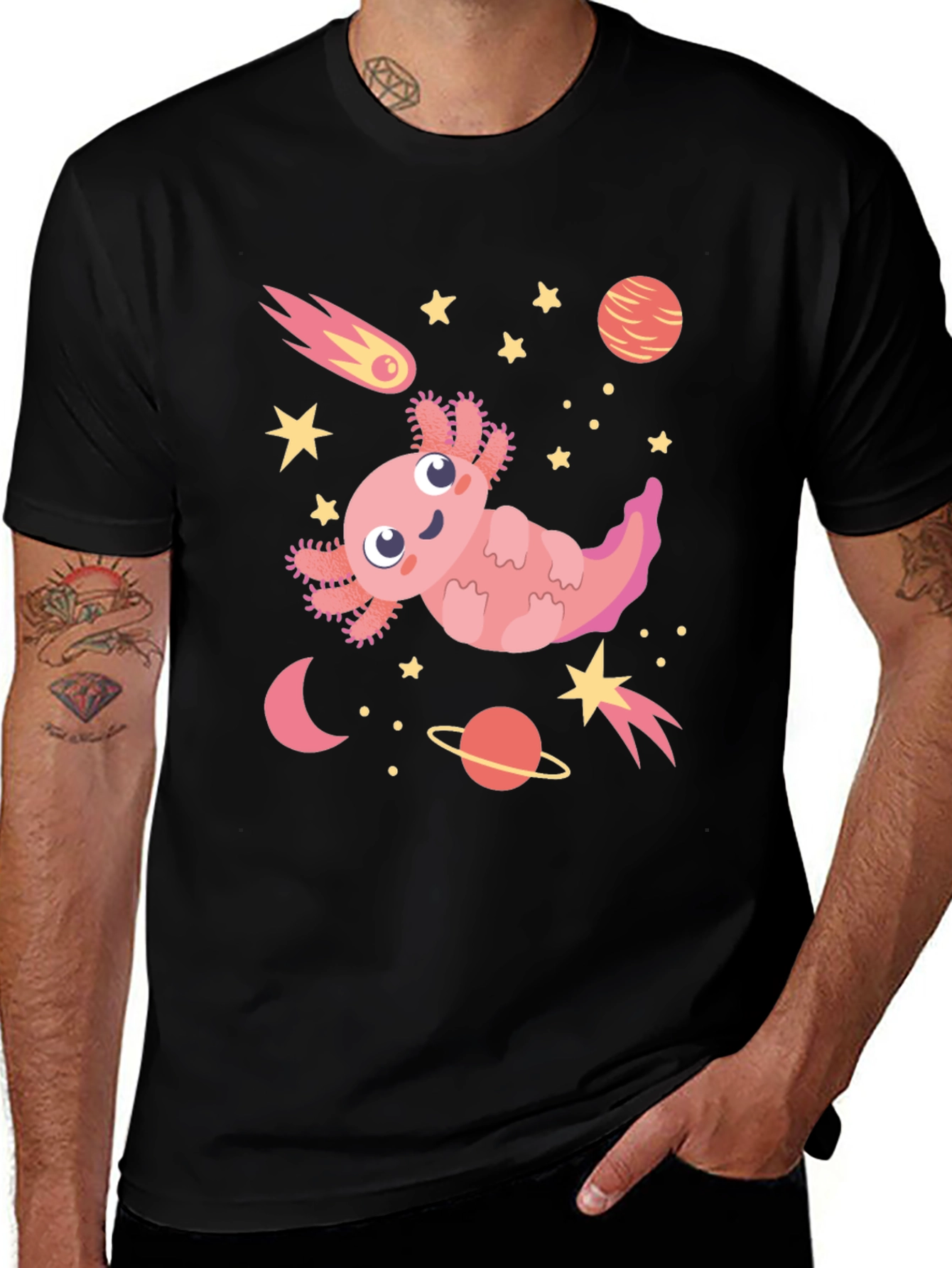 Variant 11 of Axolotl Space T-Shirt - Cute & Unique Design