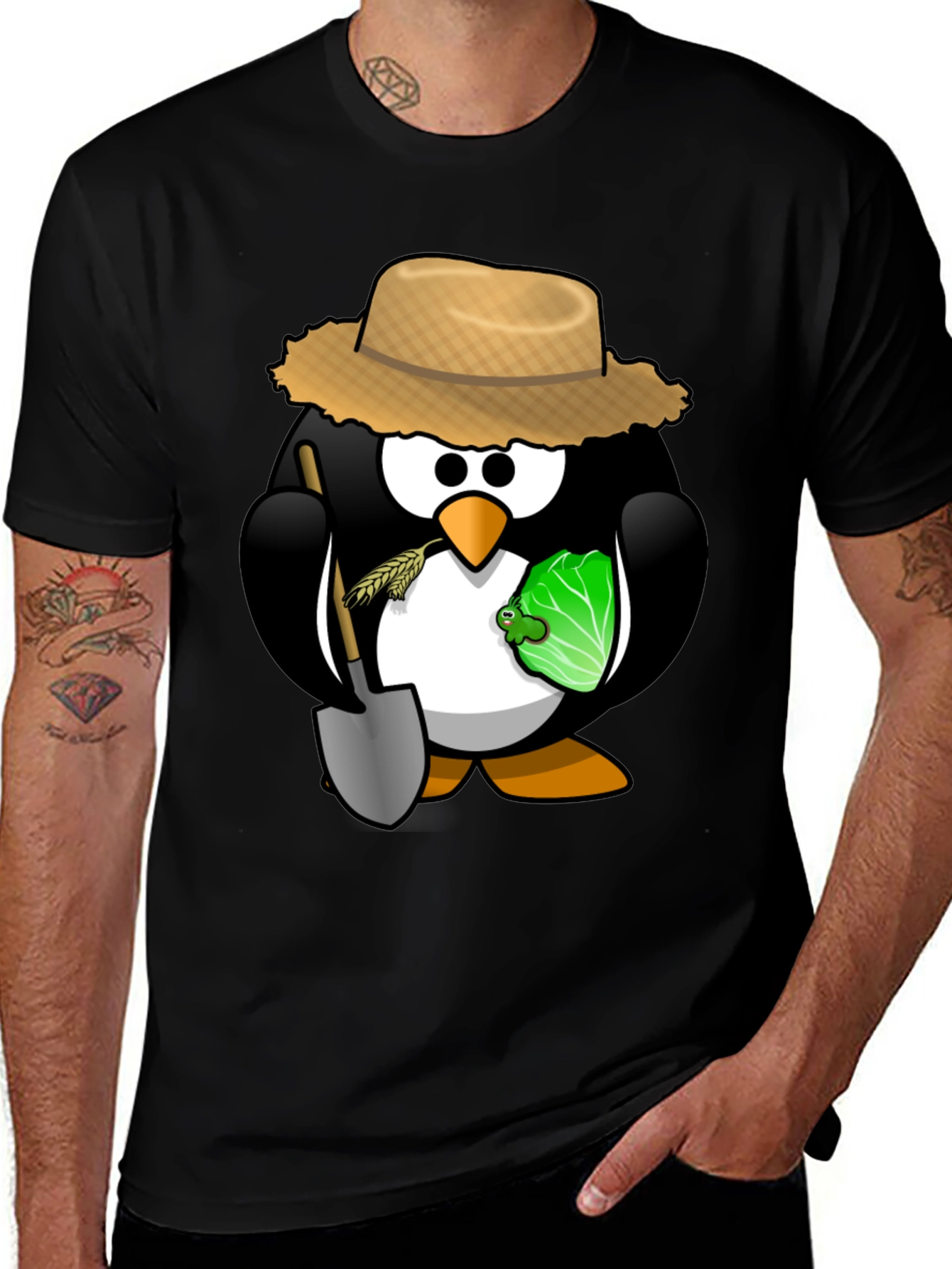 Farmer Tux T-Shirt - Linux Penguin Tee