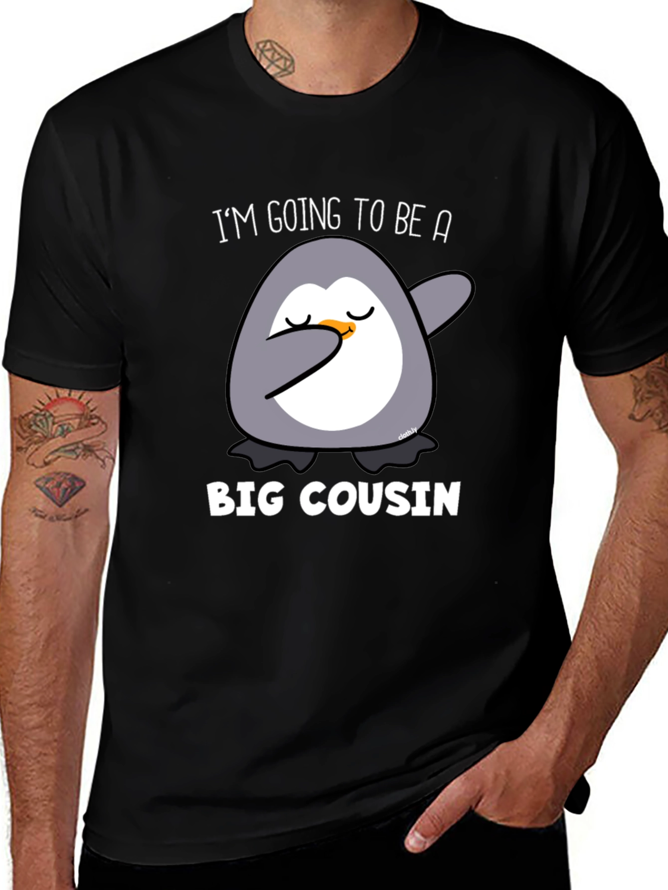 Big Cousin Penguin Dab T-Shirt - New Cousin Announcement