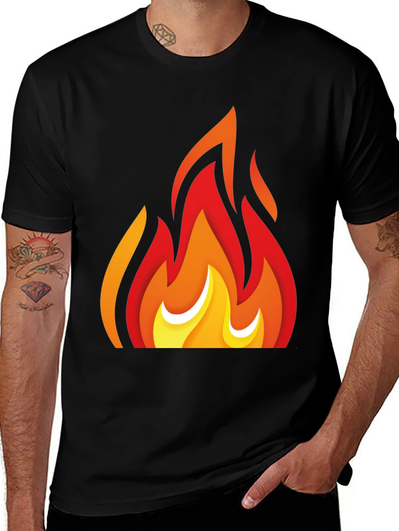 Variant 16 of Fiery Graphic Tee - Bold Flame Design Black T-Shirt