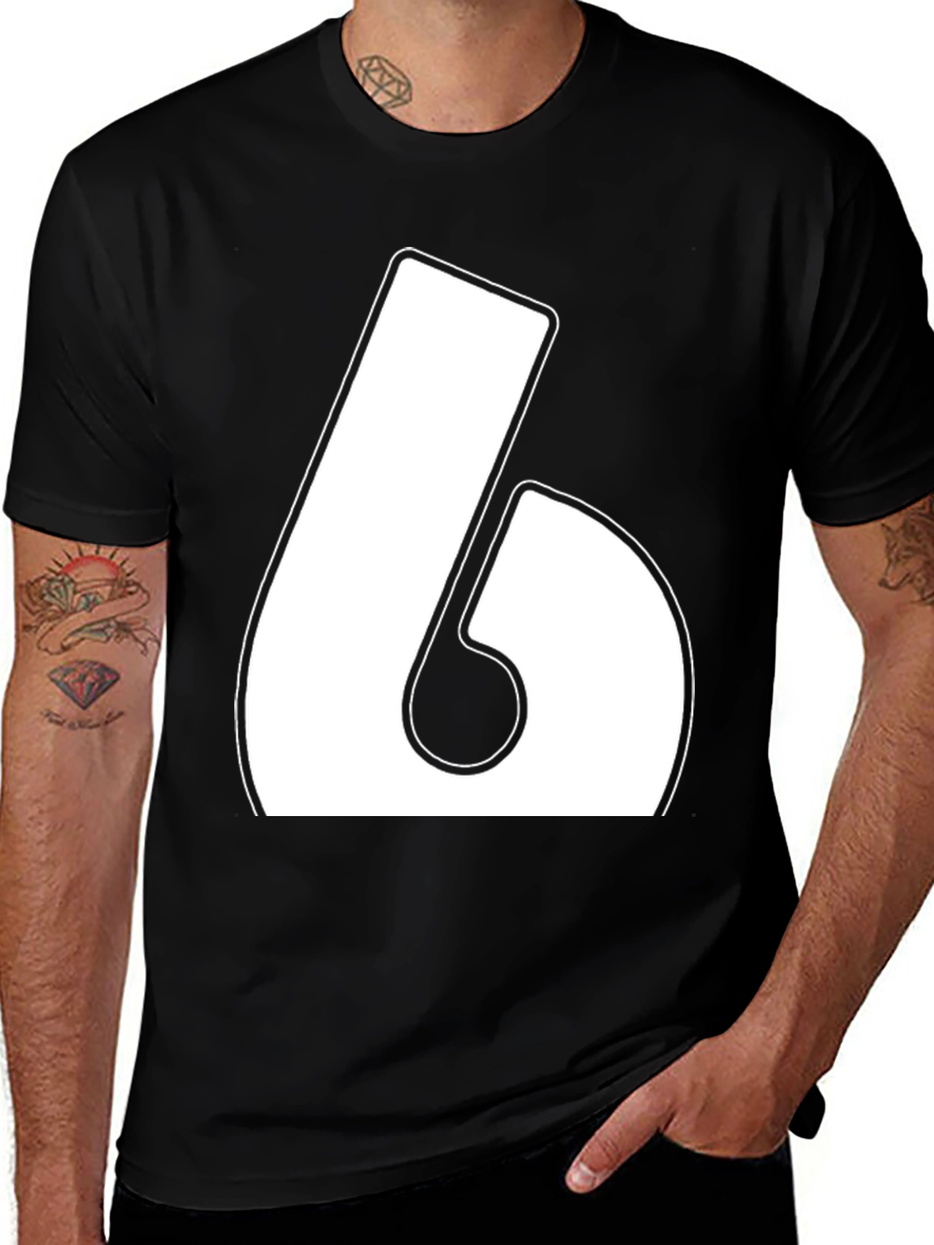 Variant 11 of Number 6 Graphic Tee - Casual Black T-Shirt