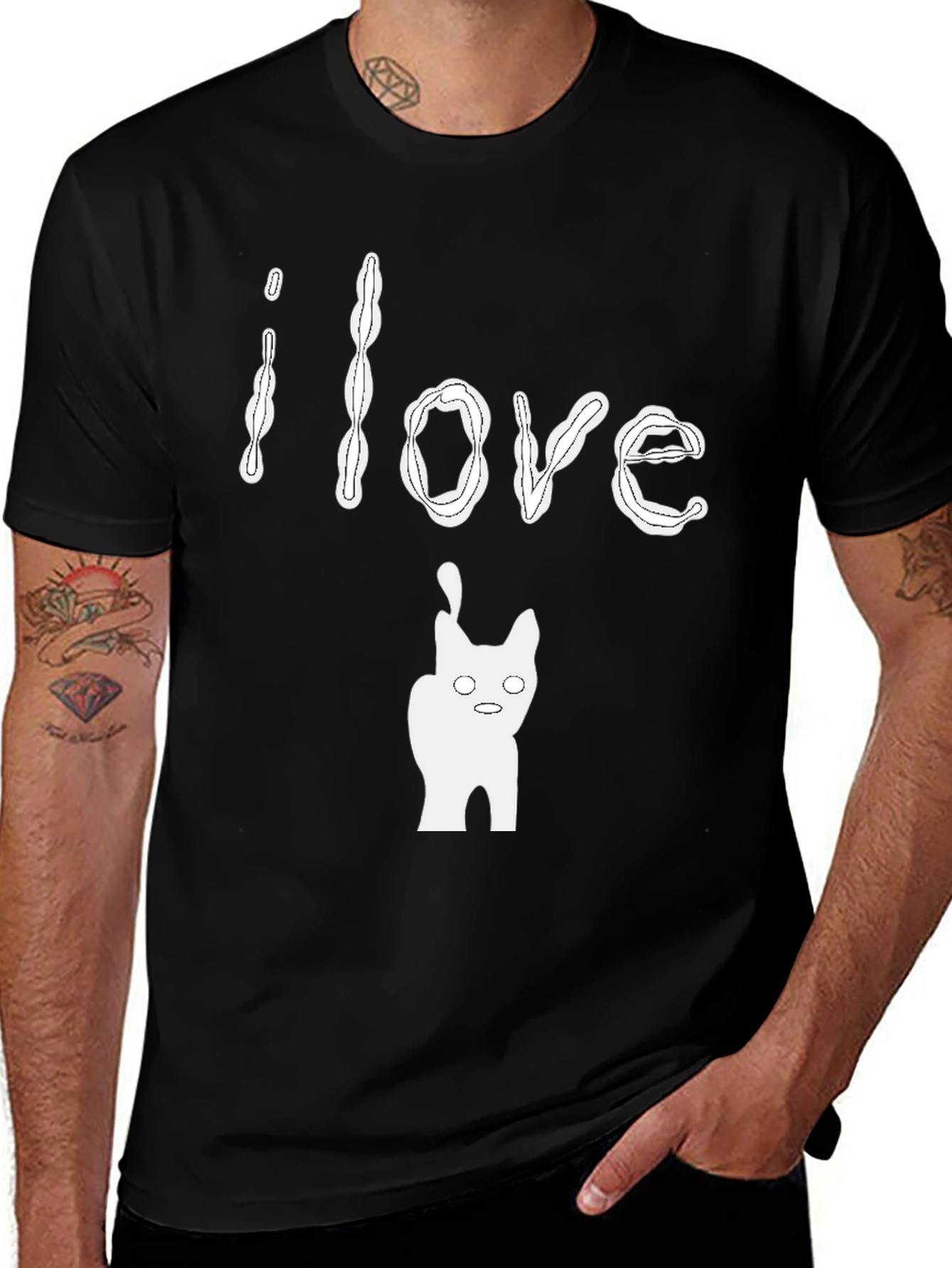 Variant 26 of I Love Cats Black T-Shirt