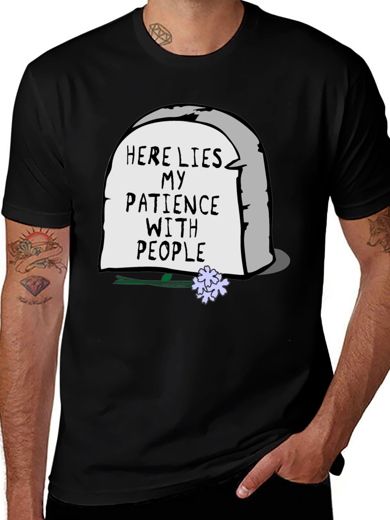 Variant 8 of Here Lies My Patience T-Shirt - Sarcastic Graphic Tee