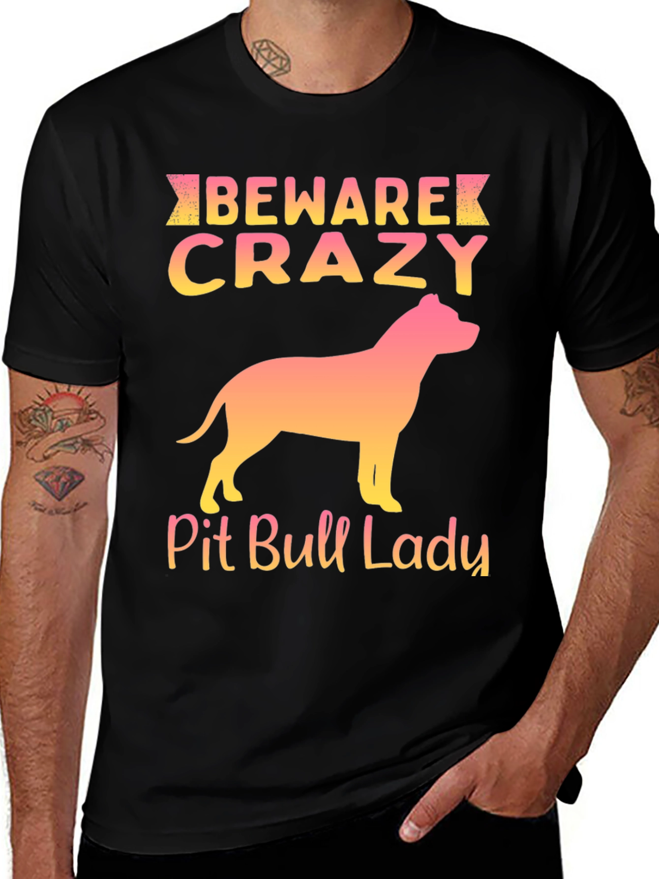 Variant 27 of Beware Crazy Pit Bull Lady Graphic Tee