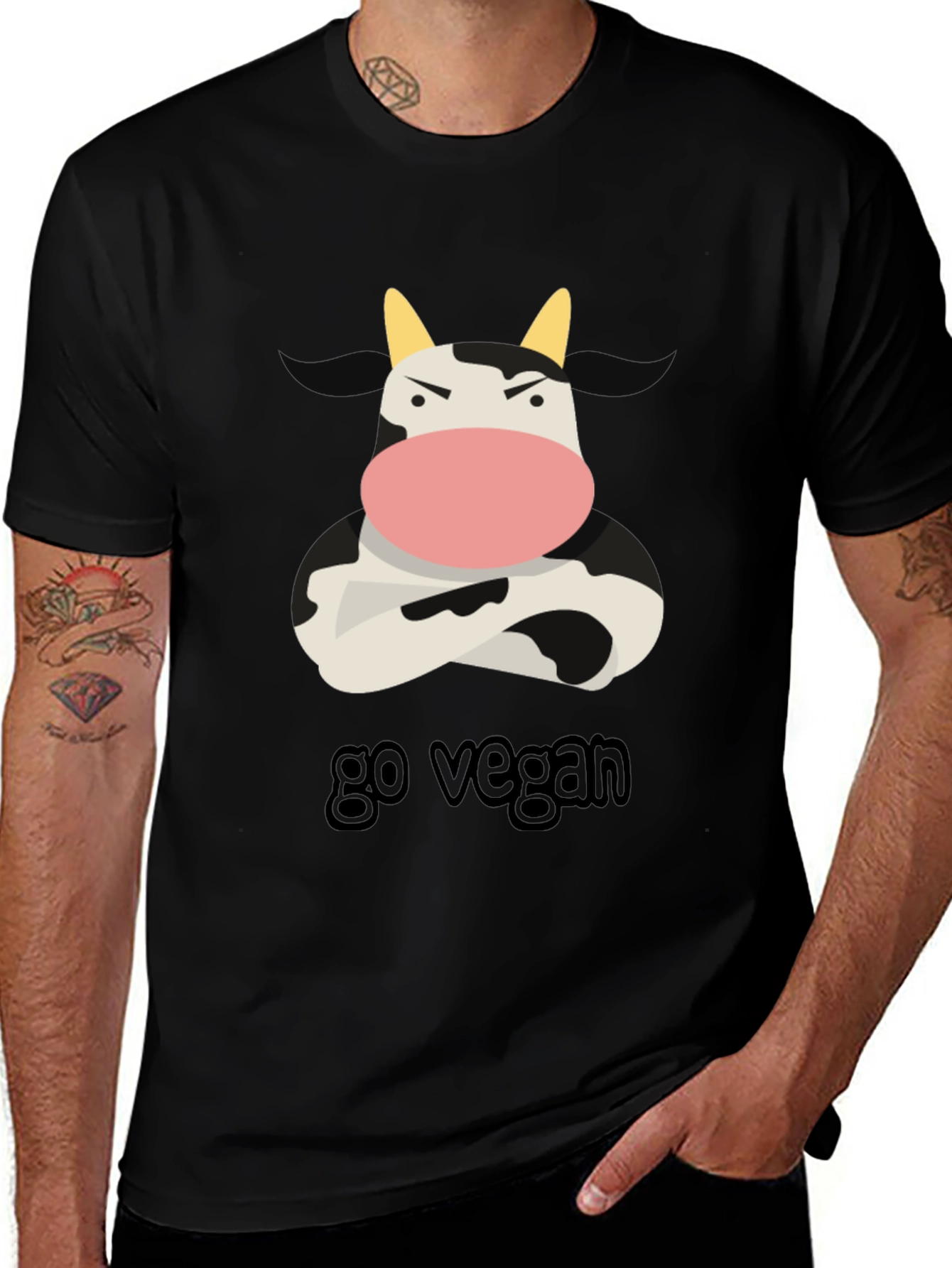 Variant 15 of Go Vegan Angry Cow Graphic Tee