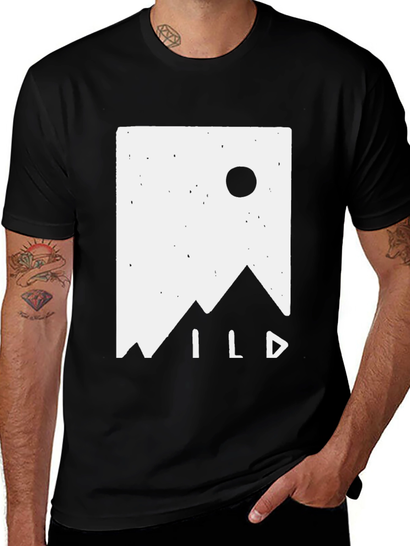 Variant 10 of Wild Mountain Graphic Tee - Black Cotton T-Shirt