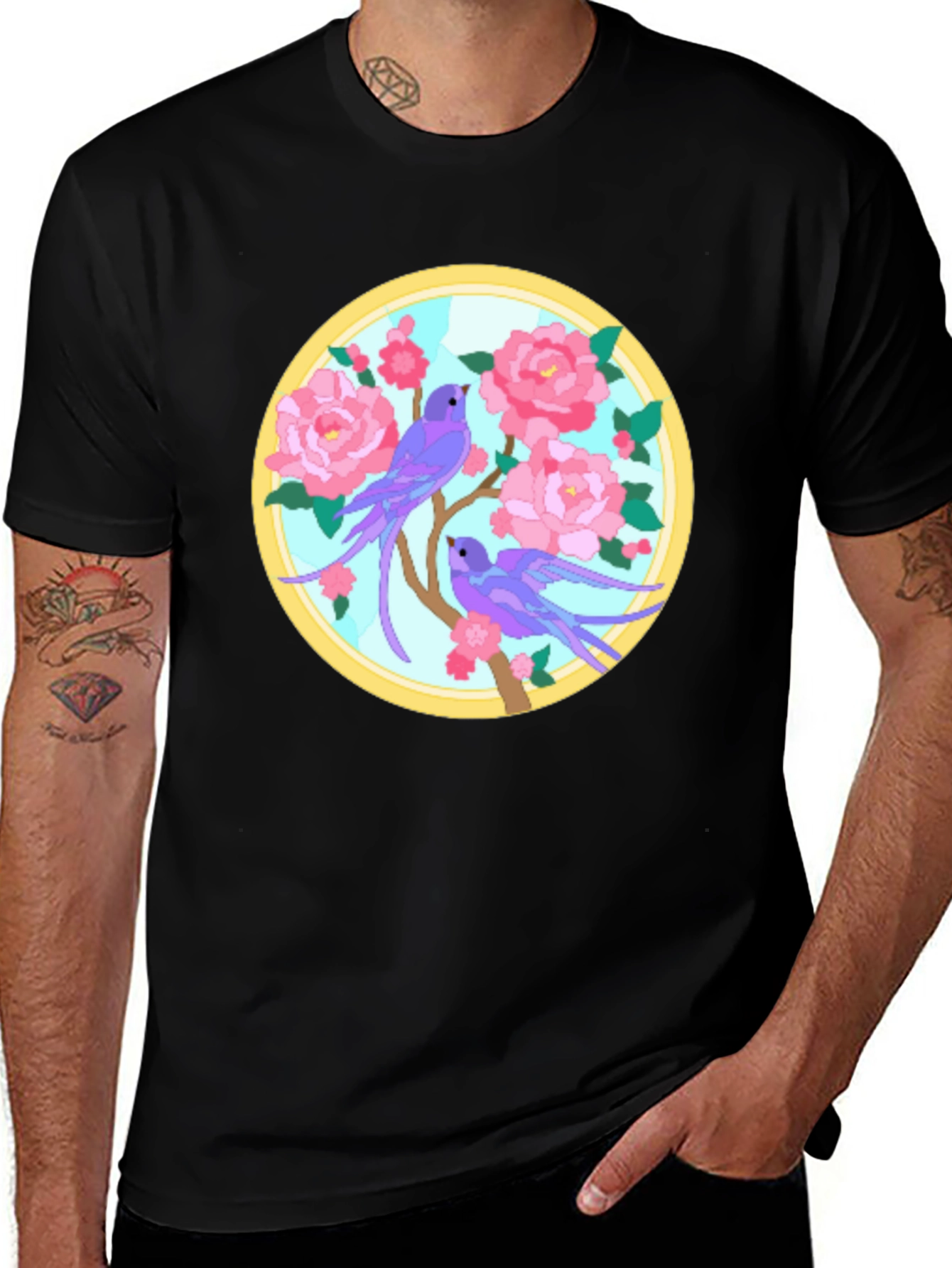 Variant 21 of Floral Bird Graphic Tee - Unique Design T-Shirt