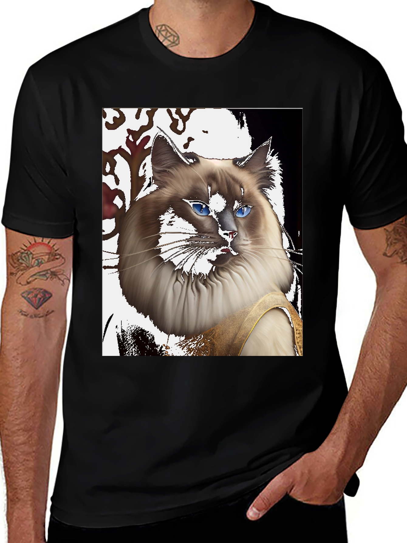 Variant 4 of Ragdoll Cat Portrait T-Shirt - Unique Artistic Design