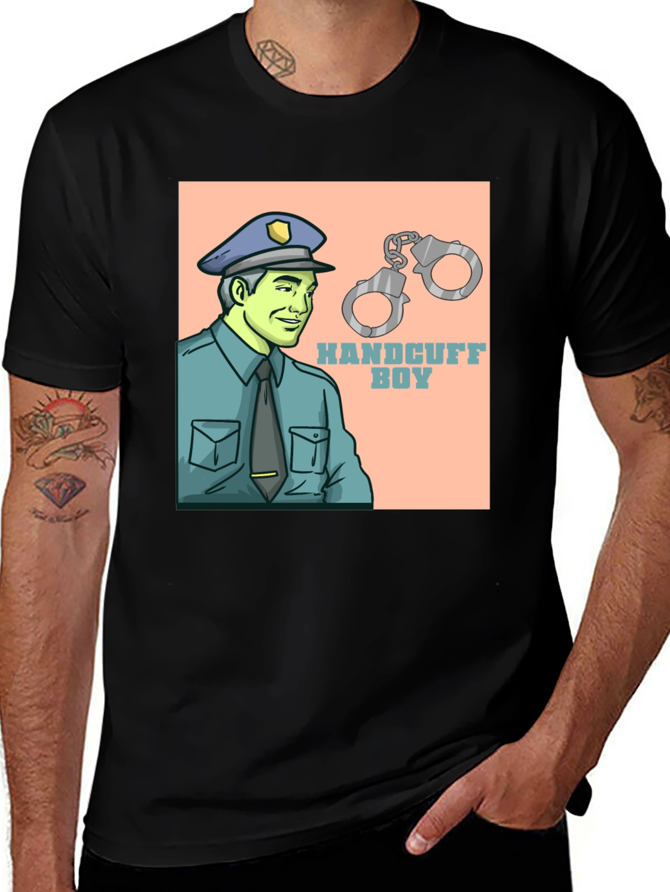 Variant 15 of Handcuff Boy Graphic T-Shirt - Quirky Design