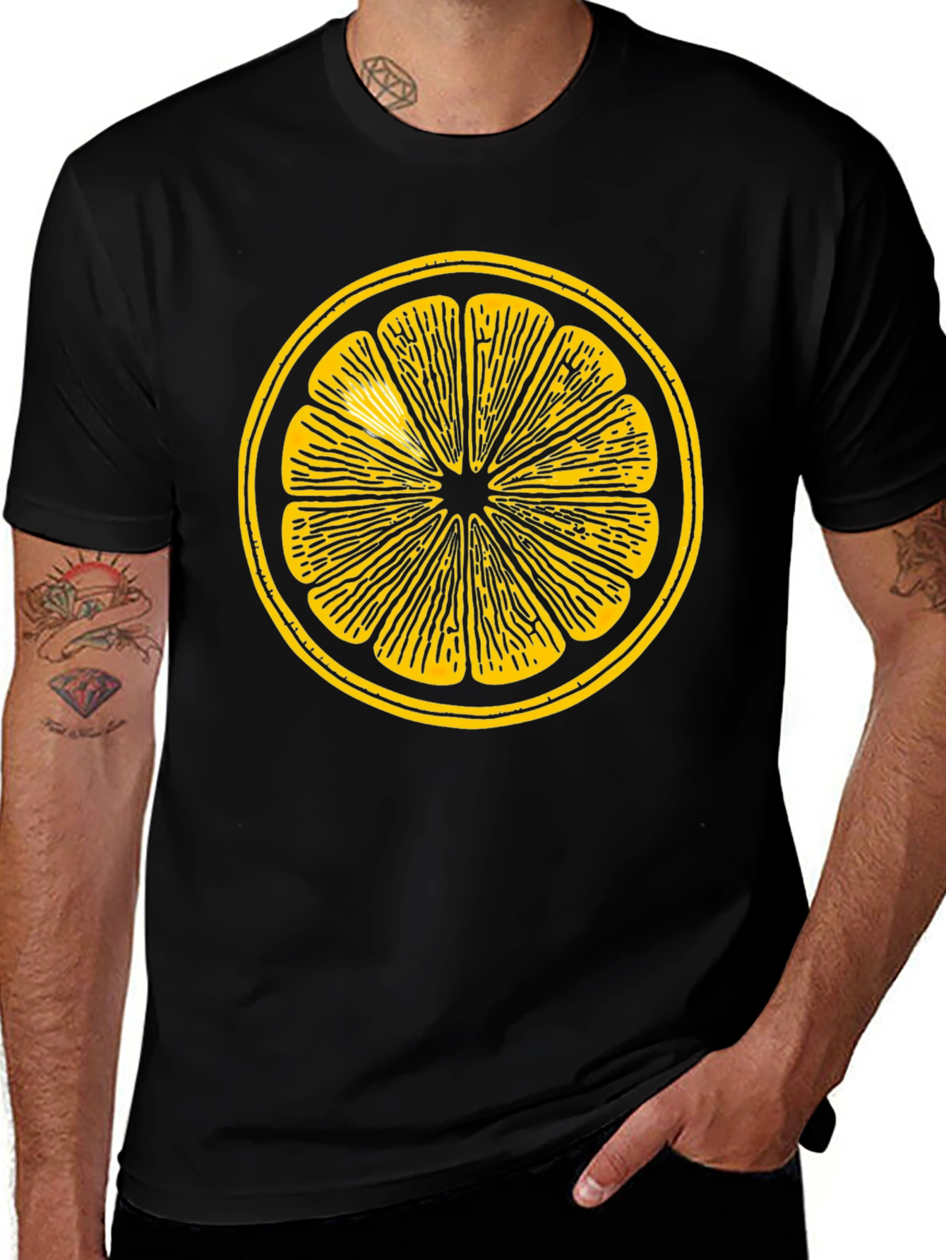 Citrus Slice Graphic Tee - Stylish Black T-Shirt