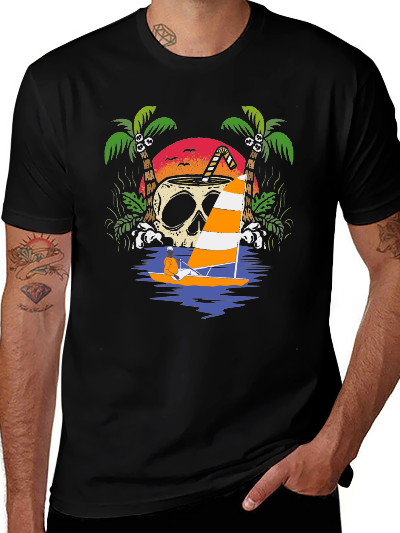 Skull Coconut Sailboat T-Shirt