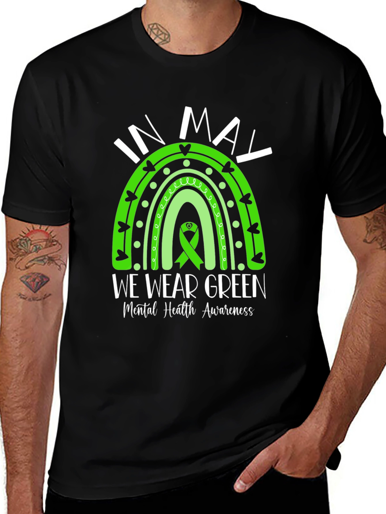 Variant 8 of Green Ribbon Mental Health Awareness T-Shirt