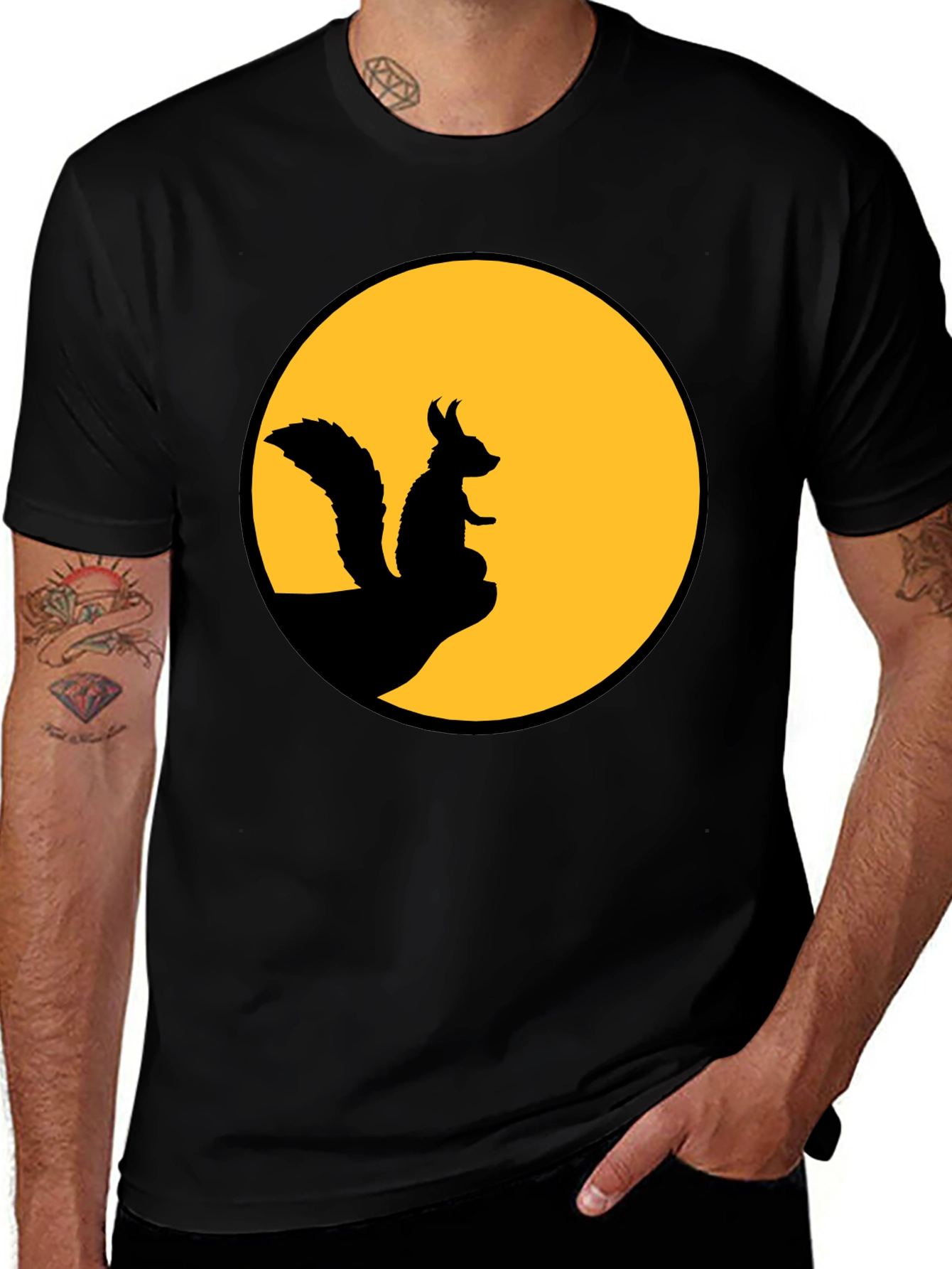 Variant 7 of Squirrel Silhouette T-Shirt - Moon Graphic Tee