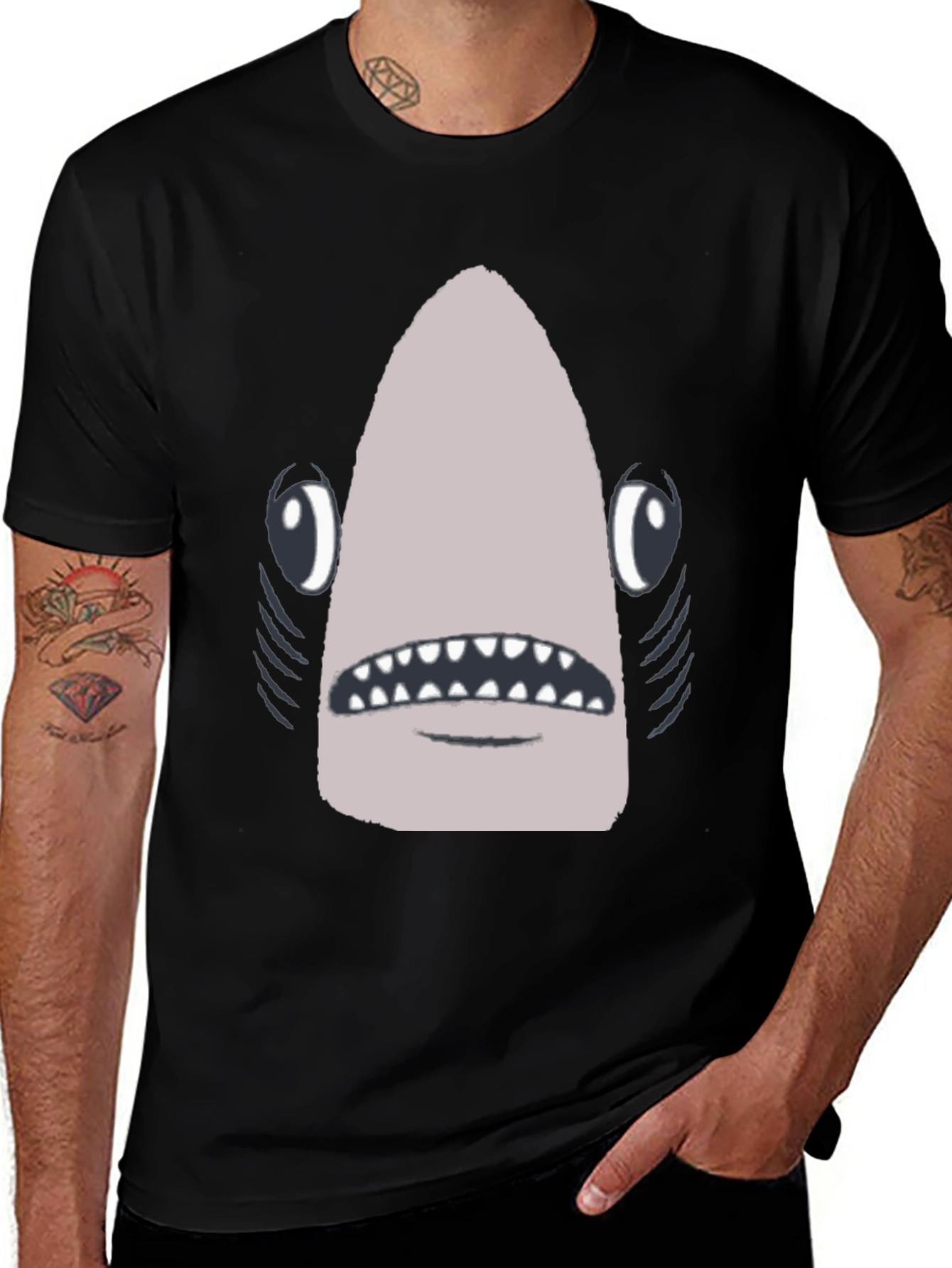Variant 3 of Shark Face Graphic T-Shirt - Men's Black Tee