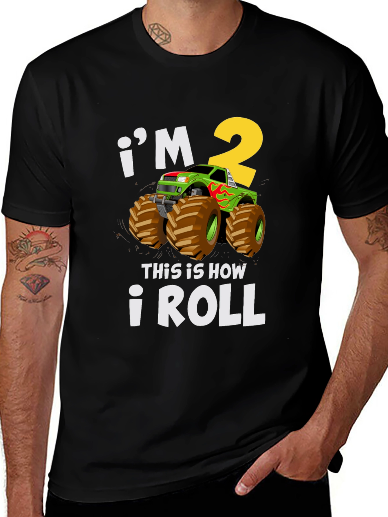 Variant 18 of I'm 2 This Is How I Roll Monster Truck Black T-Shirt
