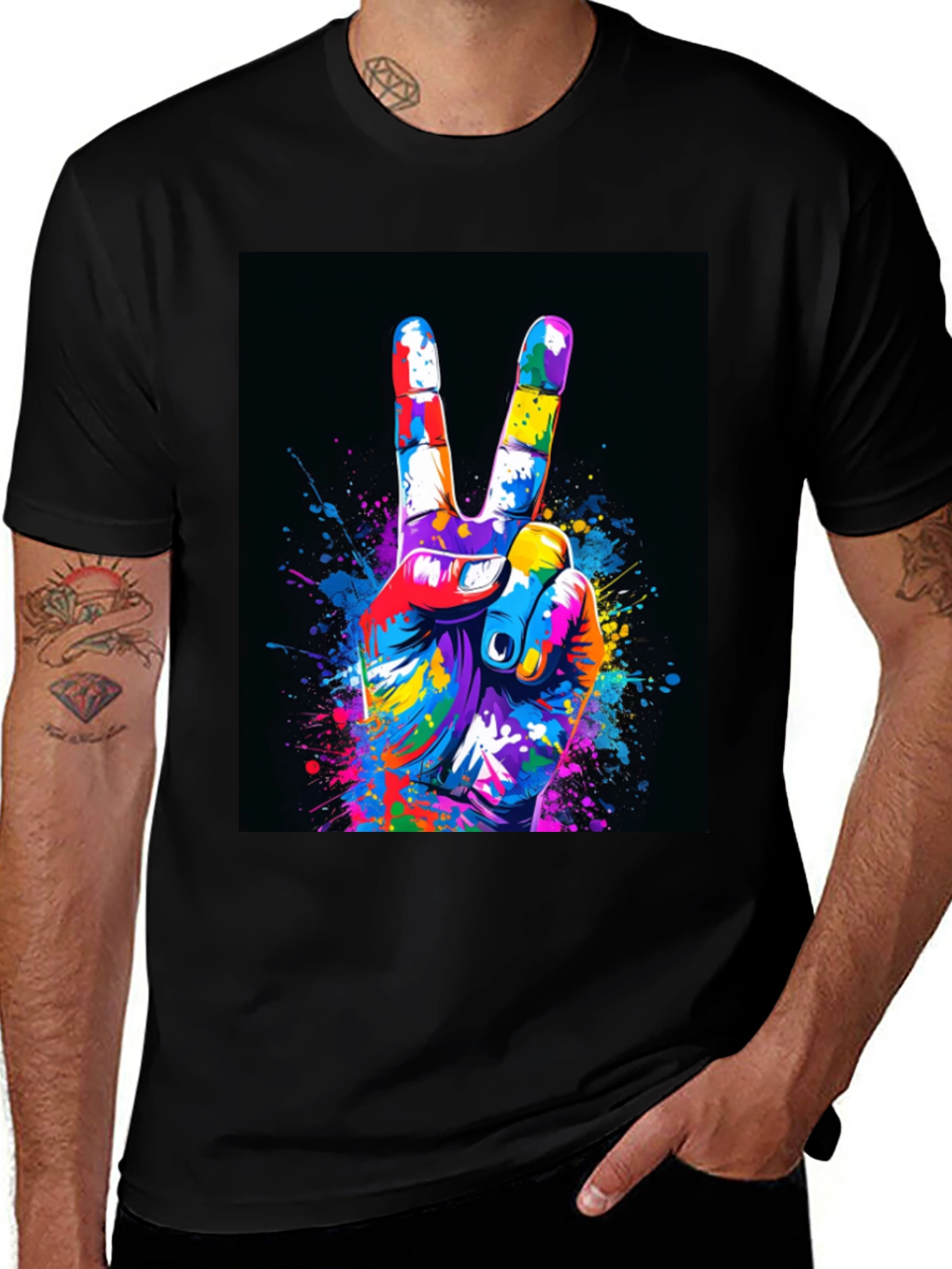 Variant 11 of Colorful Peace Sign Graphic T-Shirt
