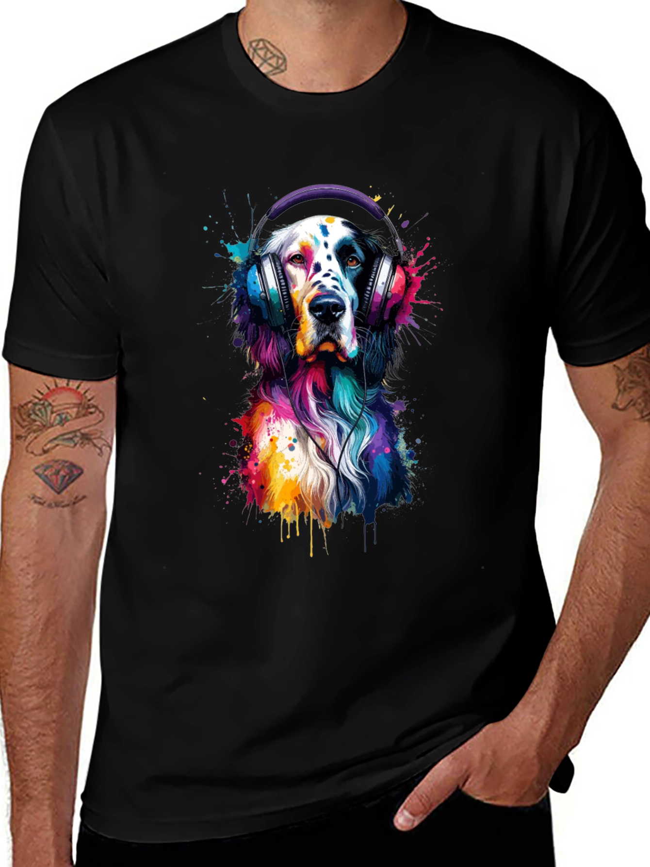 Variant 24 of Dog with Headphones Graphic Tee