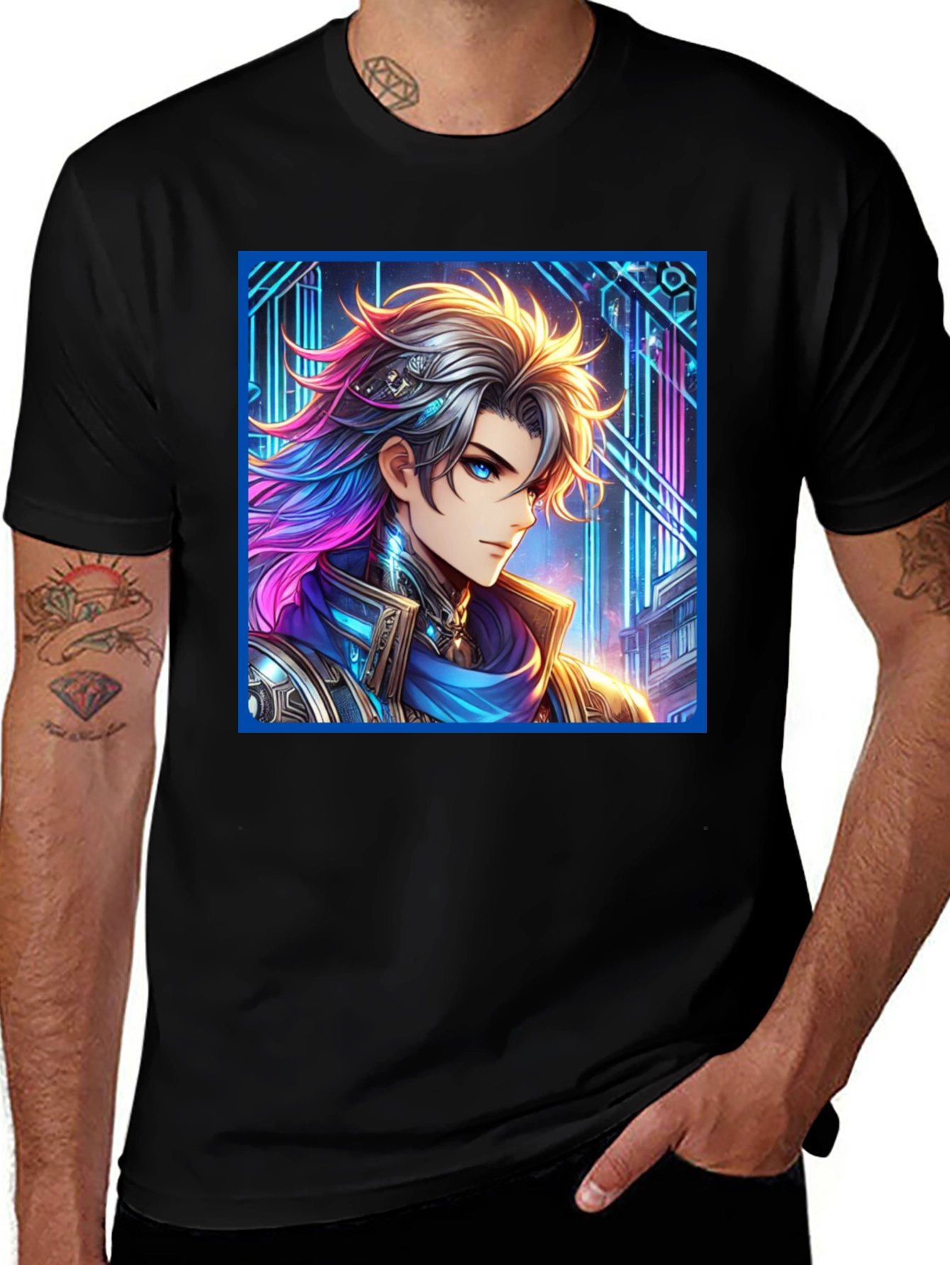 Anime Hero Graphic Tee - Premium Black T-Shirt