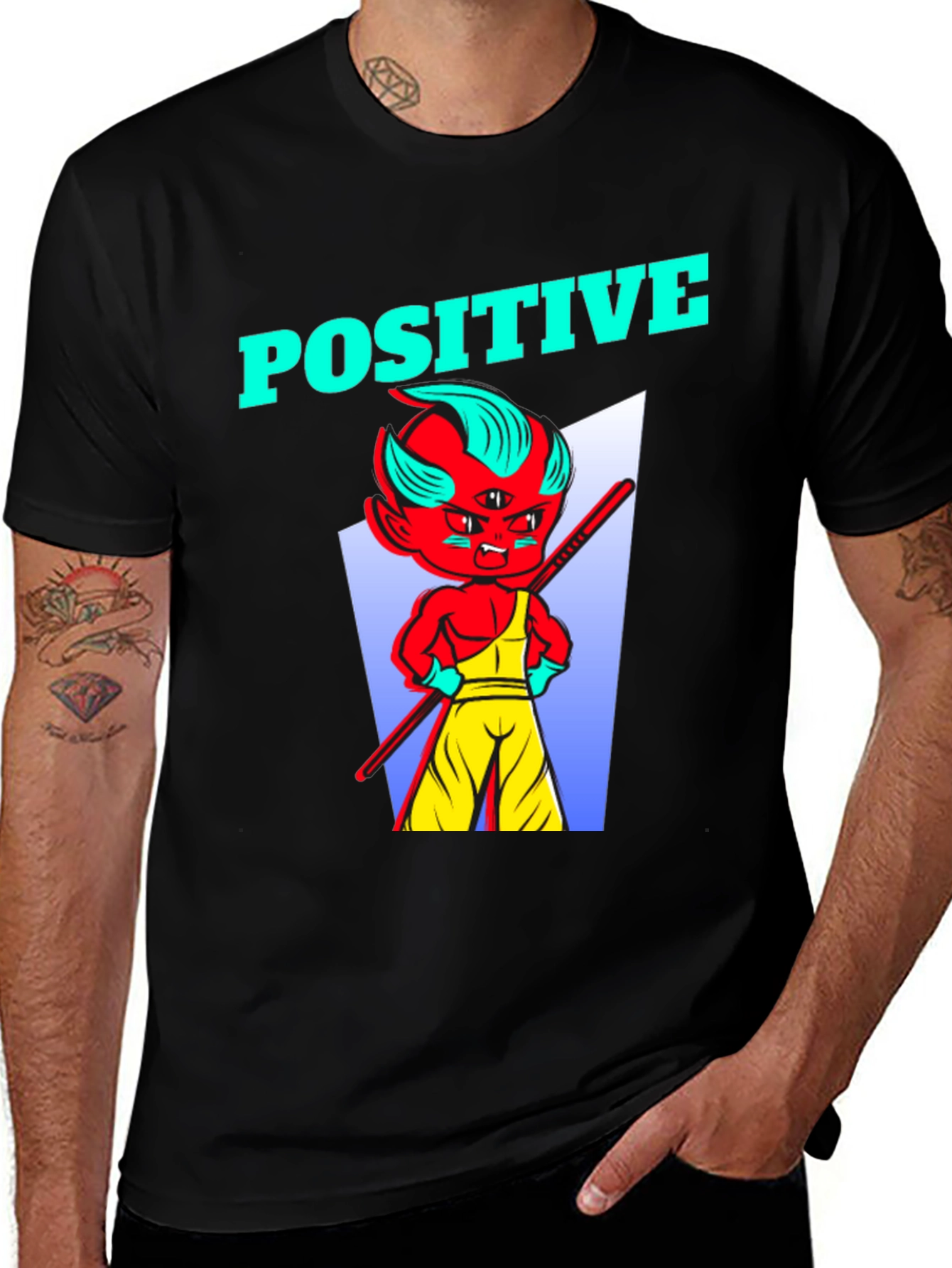 Variant 23 of Positive Demon Graphic Black T-Shirt