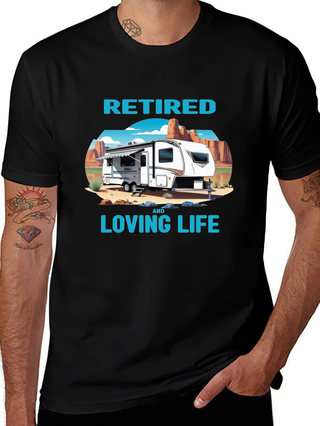 Variant 6 of Retired & Loving Life Graphic T-Shirt - Camping RV Design