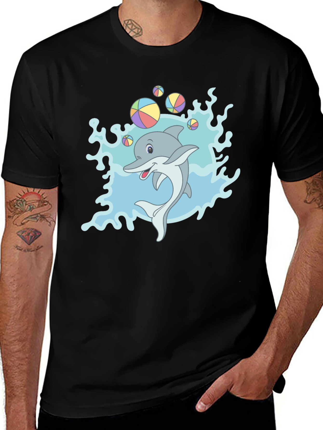 Variant 21 of Cartoon Dolphin T-Shirt - Fun Sea Life Design