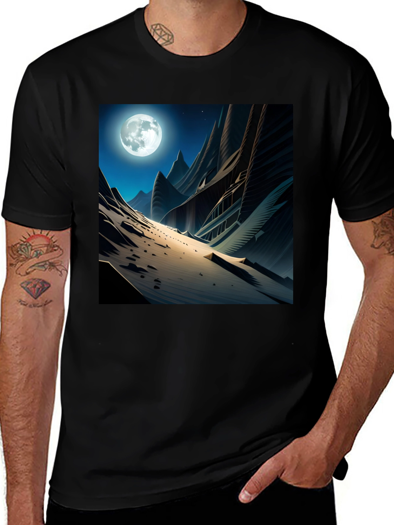 Variant 25 of Moonlit Mountain Valley Graphic Tee
