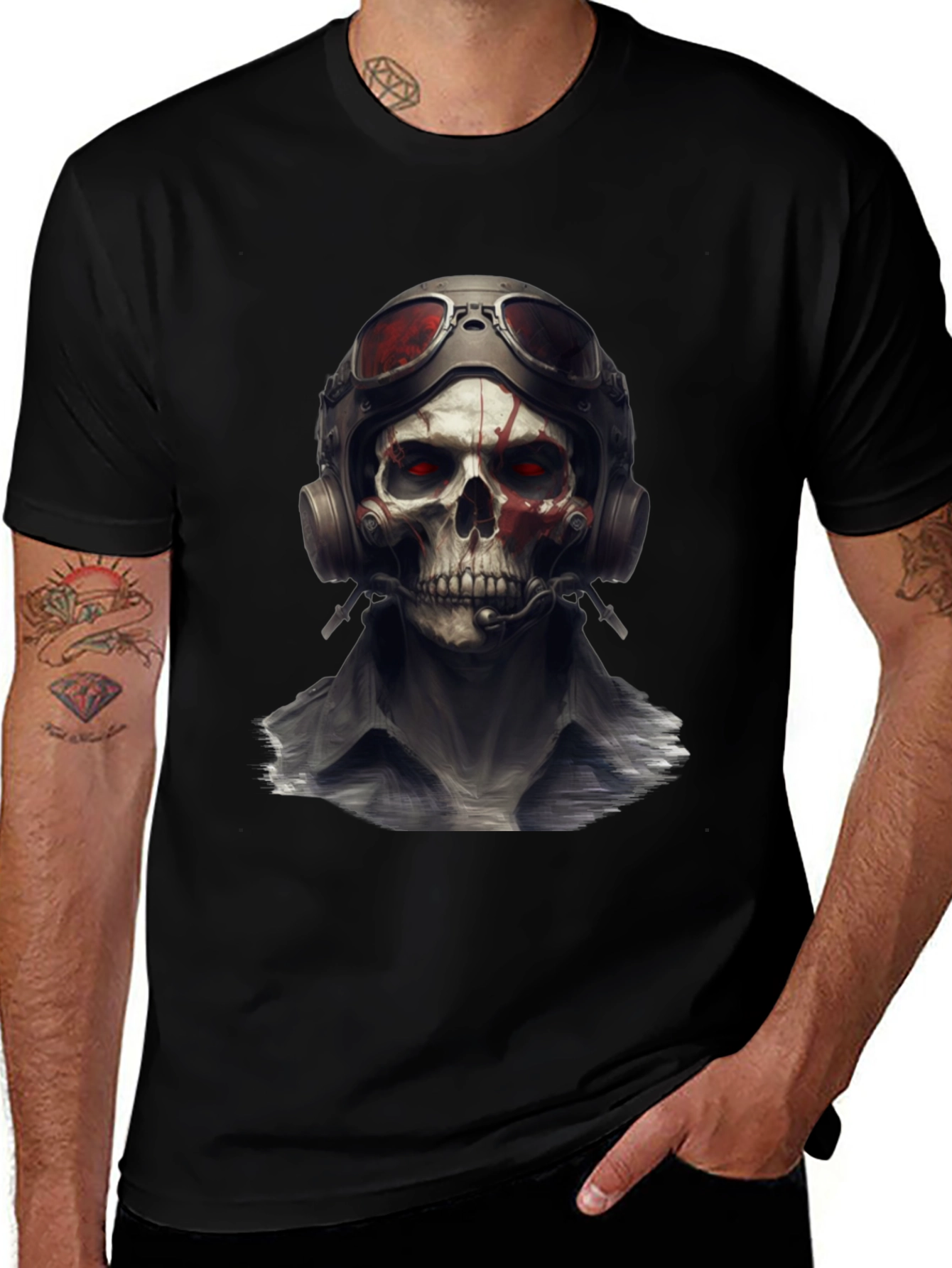 Variant 14 of Skull Pilot T-Shirt - Edgy Graphic Tee