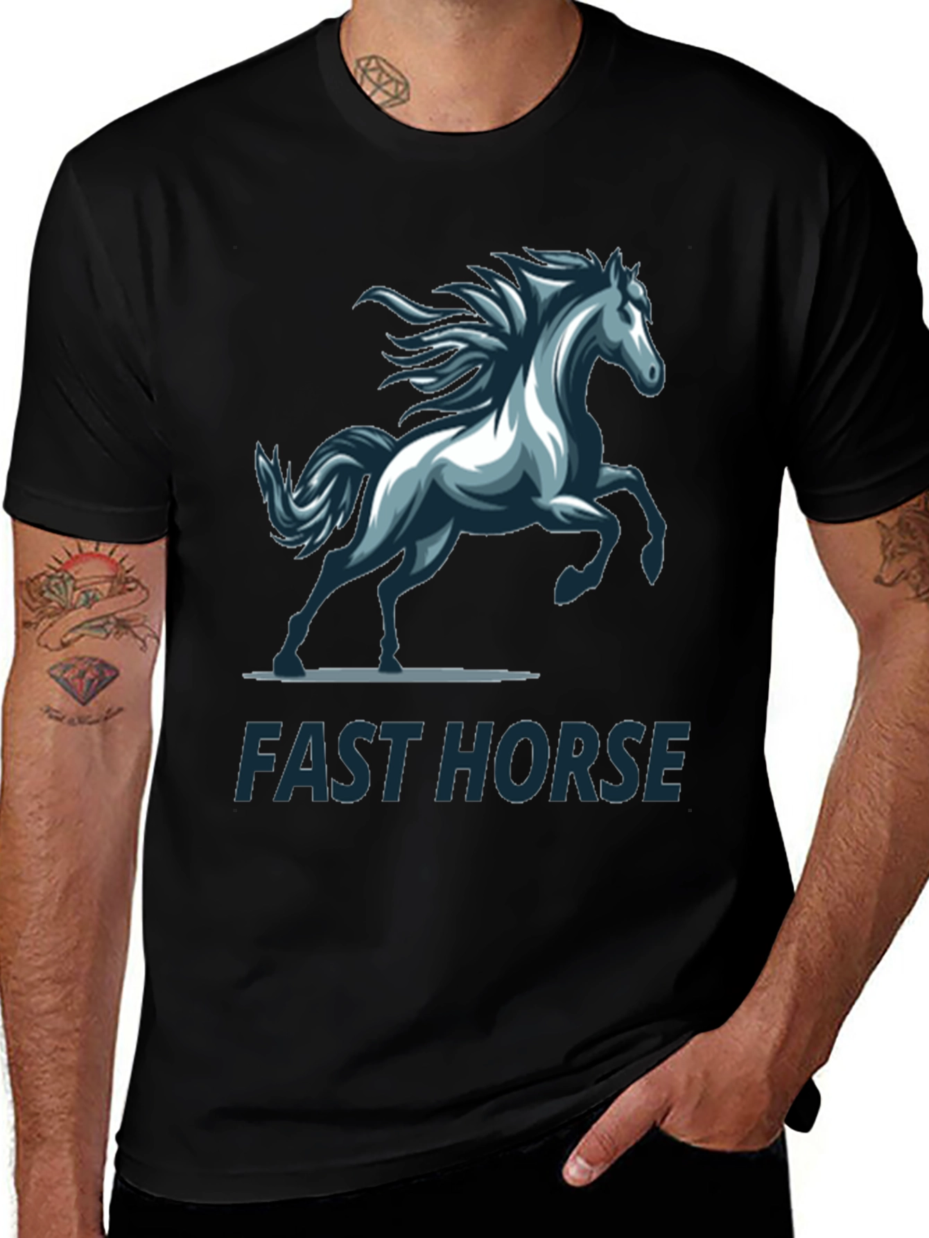 Variant 23 of Fast Horse Graphic T-Shirt - Stylish Men's Tee