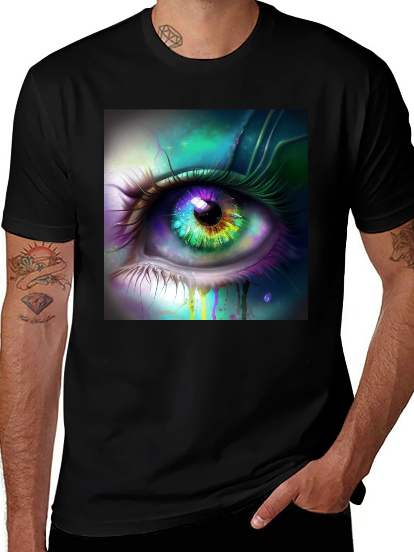 Variant 30 of Mystic Eye Graphic Tee - Black Cotton Blend