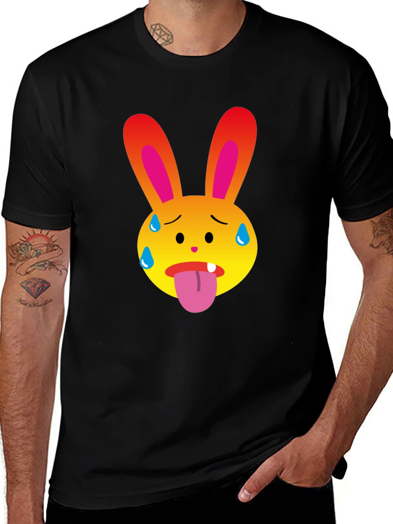 Variant 7 of Sweaty Bunny Emoji Black T-Shirt