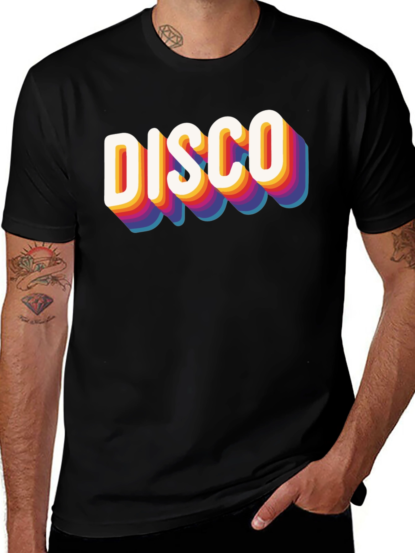 Variant 15 of Retro Disco Graphic Tee - Black Cotton Blend