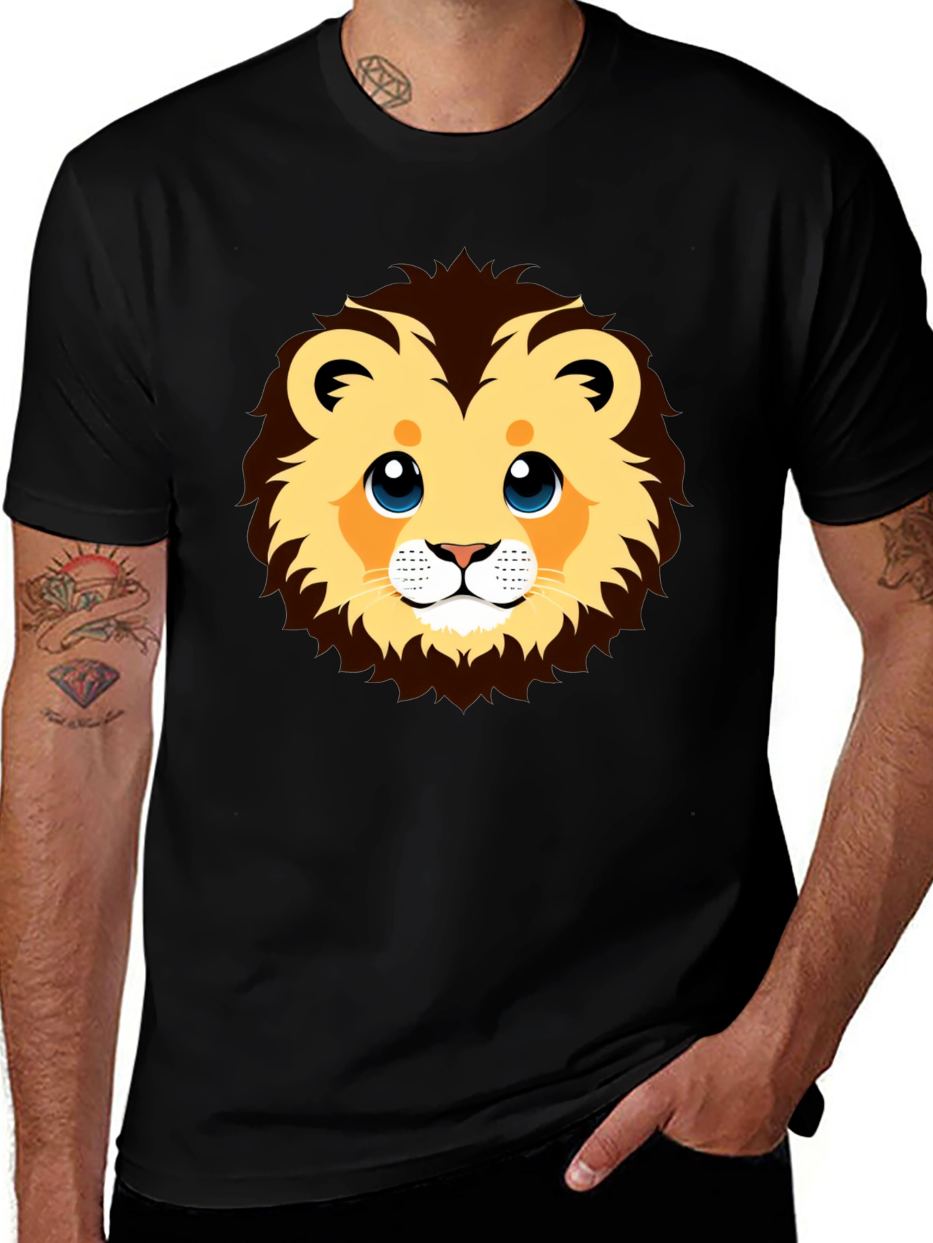 Variant 28 of Cute Lion Graphic Black T-Shirt