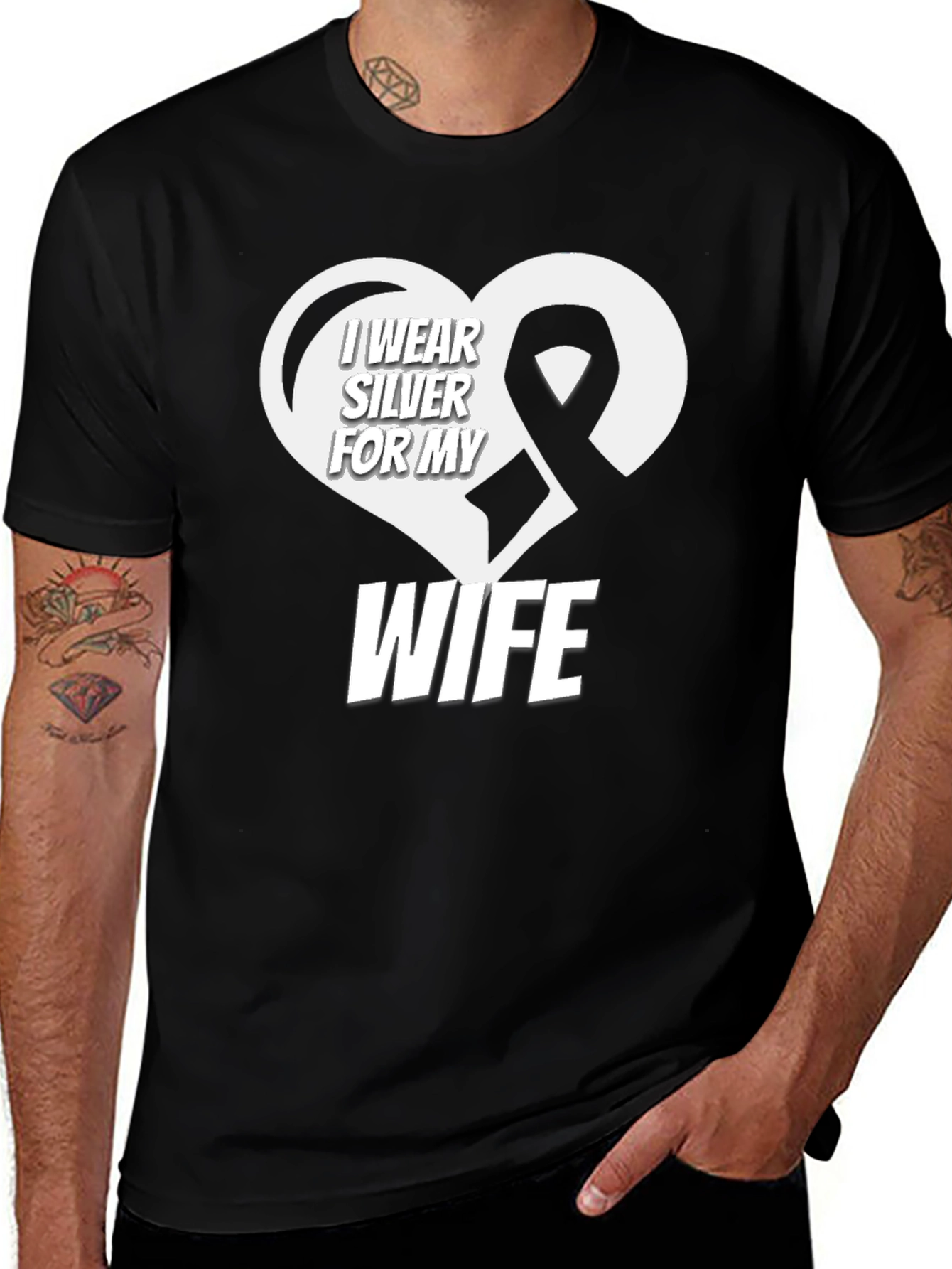 I Wear Silver For My Wife T-Shirt  - Awareness Support