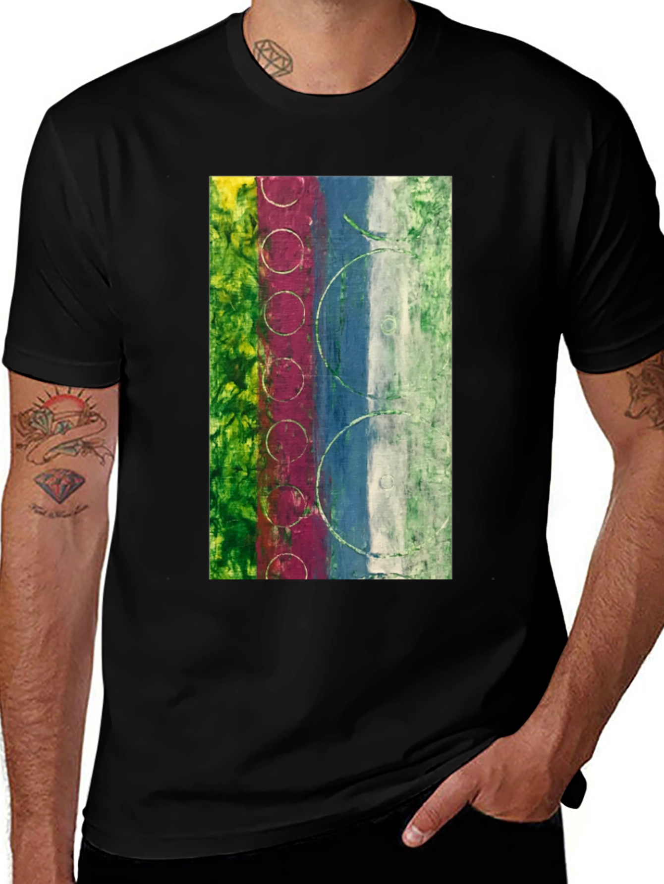Variant 5 of Abstract Art Print Black T-Shirt
