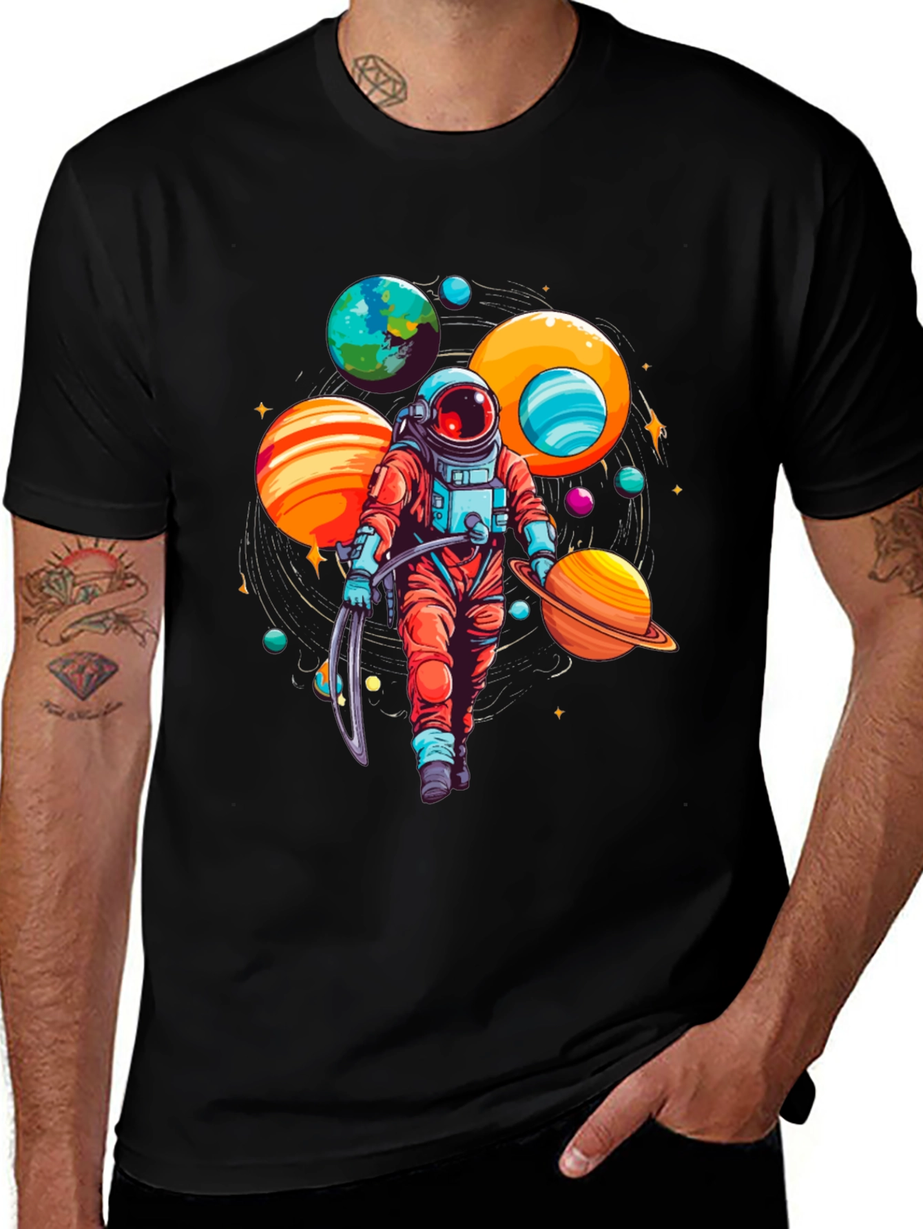 Variant 12 of Astronaut Planets Graphic Tee - Space Lover T-Shirt