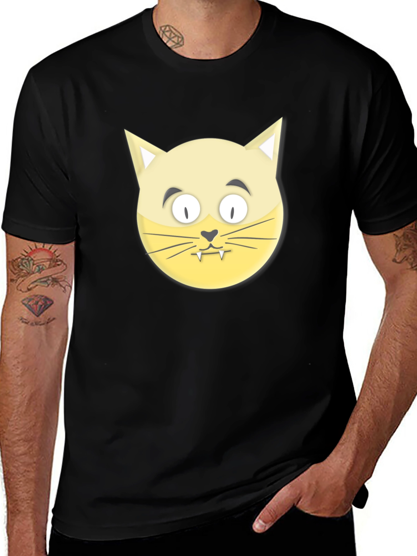 Variant 12 of Funny Cat Face Black T-Shirt